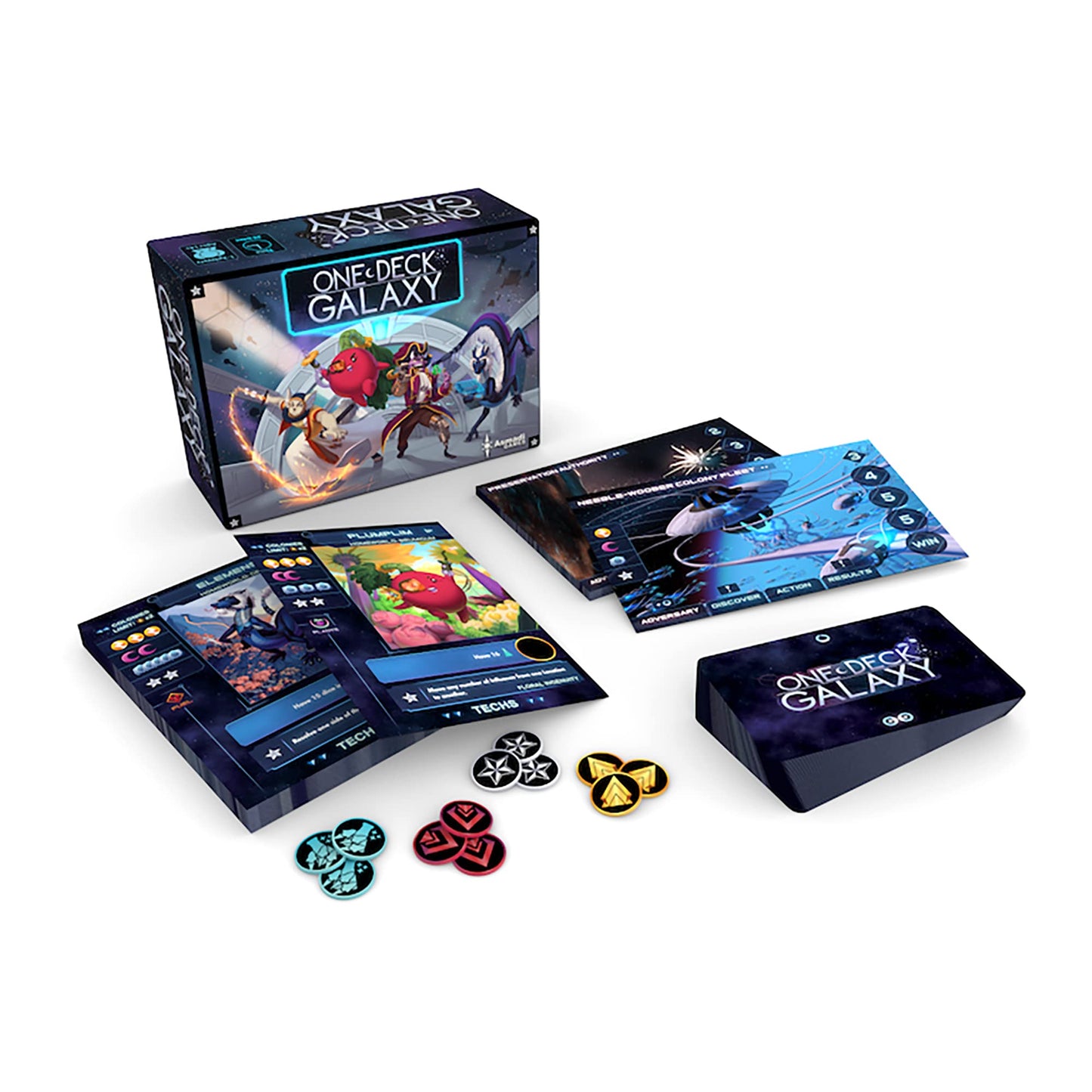 Asmadi Games: One Deck Galaxy — Cooperative Space Civilization Card Game (1-2 Players, 30-60 Min)