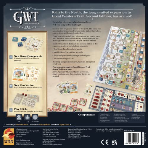Great Western Trail: Rails to the North 2nd Edition Expansion | Strategy Board Game by Eggertspiele | 1-4 Players