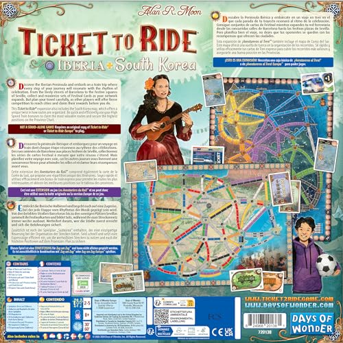 Asmodee Ticket to Ride Iberia + South Korea Expansion – Train Route Strategy for 2-6 Players