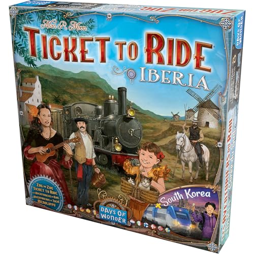 Asmodee Ticket to Ride Iberia + South Korea Expansion – Train Route Strategy for 2-6 Players