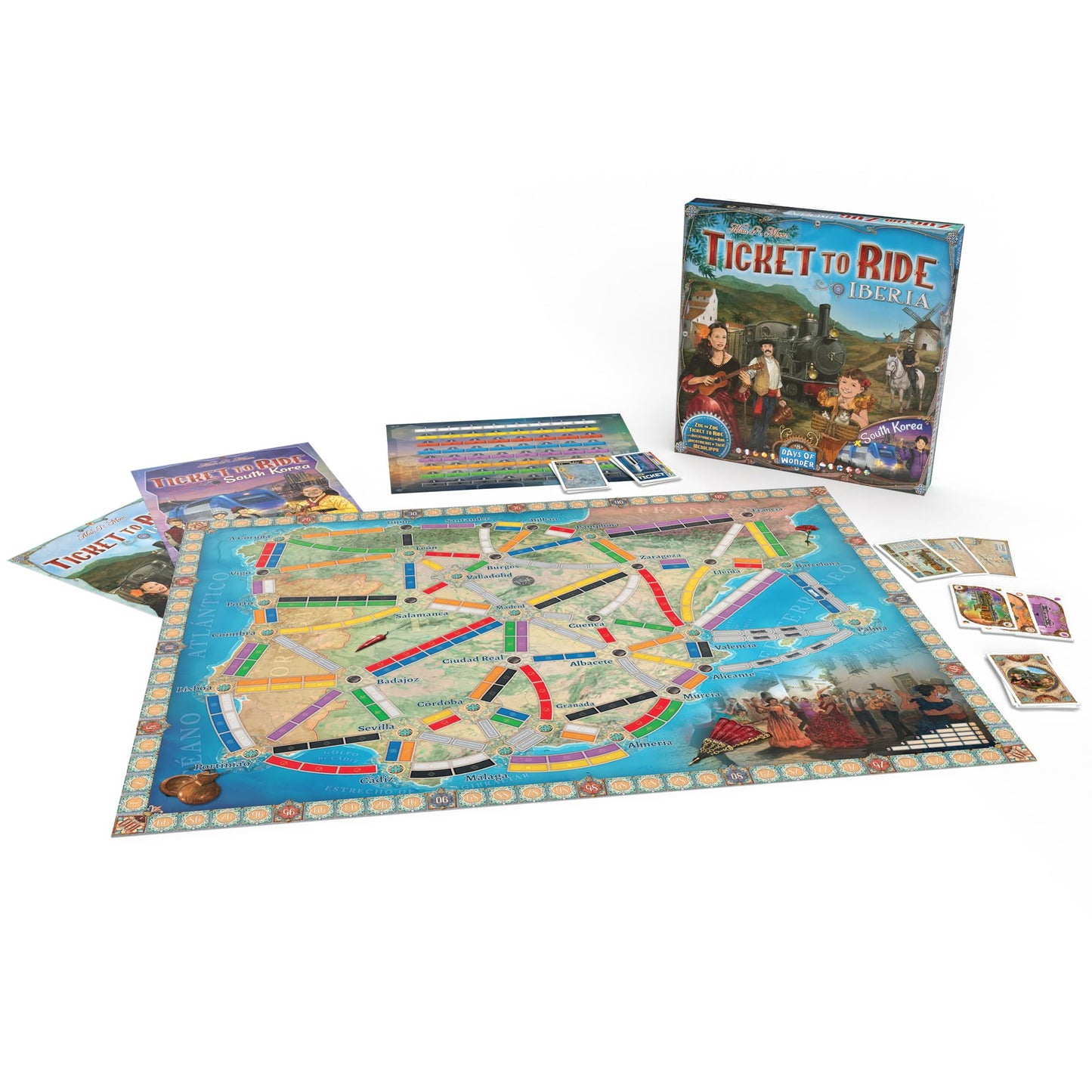 Asmodee Ticket to Ride Iberia + South Korea Expansion – Train Route Strategy for 2-6 Players