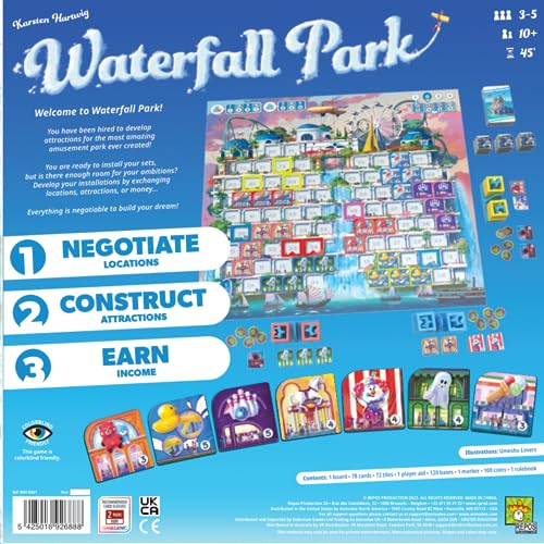 Waterfall Park Board Game by Asmodee – Build the Ultimate Vertical Amusement Park in 45 Minutes