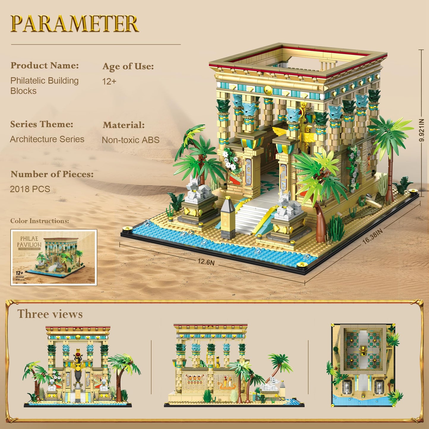 AsmrCap Philaedin Temple Building Set for Adults – Egyptian Nile Temple Architecture (2018 Pieces)