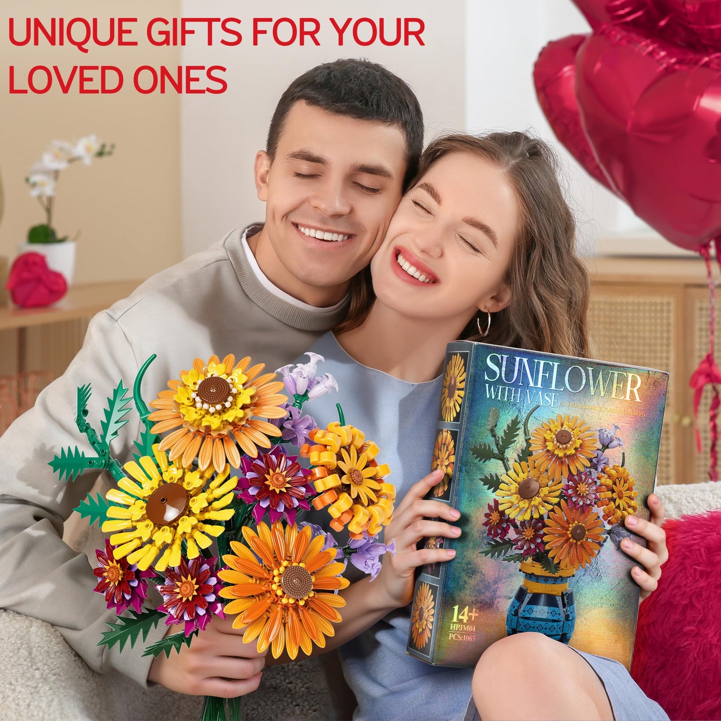 Asoulin Flower Bouquet Building Set with Vase – 1065PCS Sunflower Collection