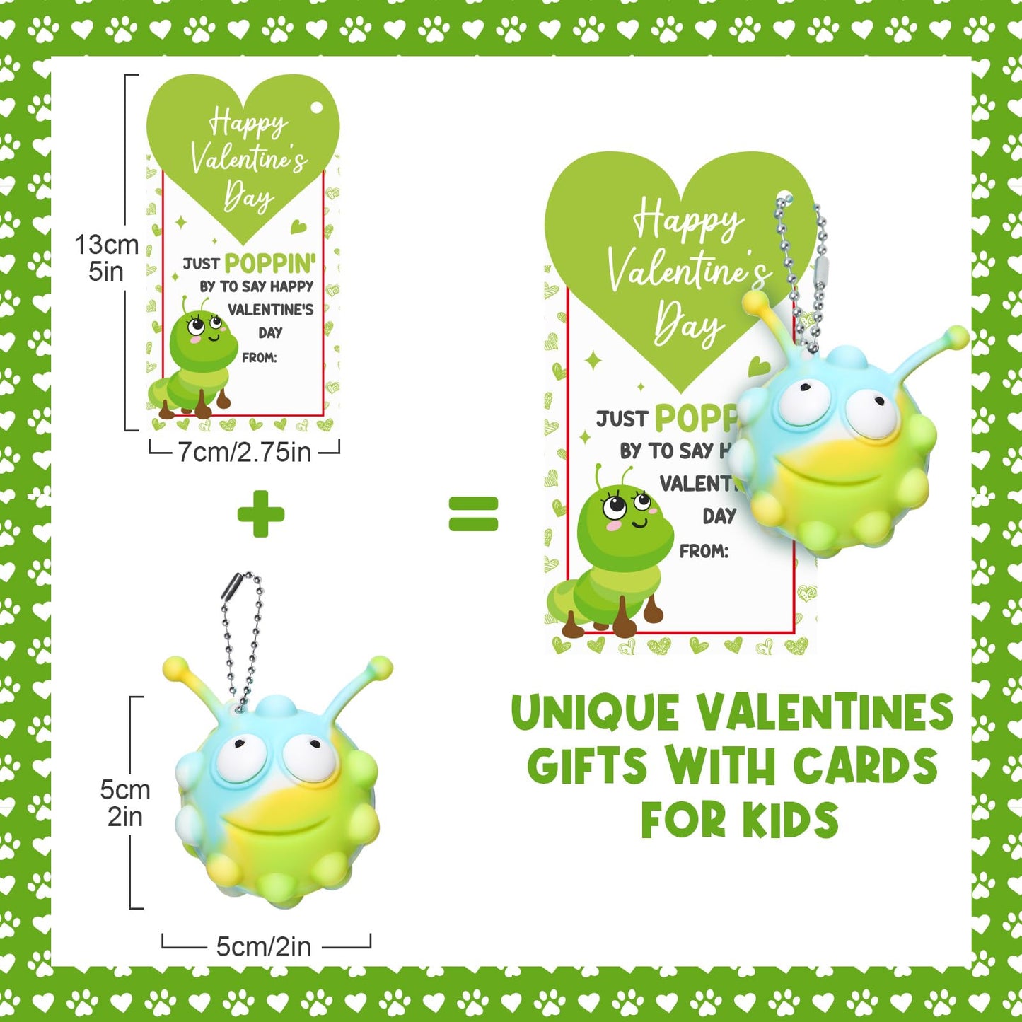 Asoulin 24PCS Valentines Day Cards with 3D Animal Pop Fidgets – Classroom Gifts & Party Favors