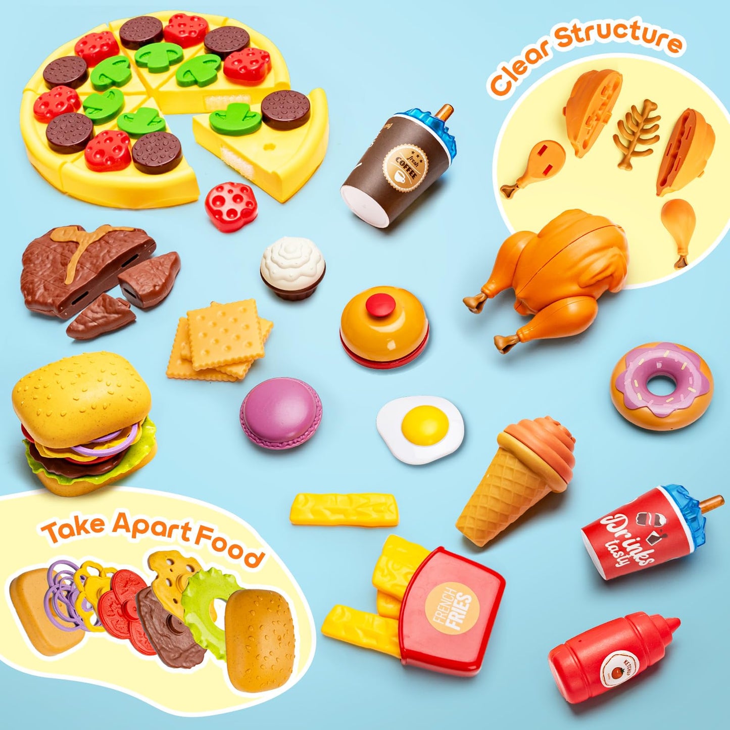 Assorty Restaurant Server Play Set for Kids 3-8 | Dress-Up, Play Food & Money