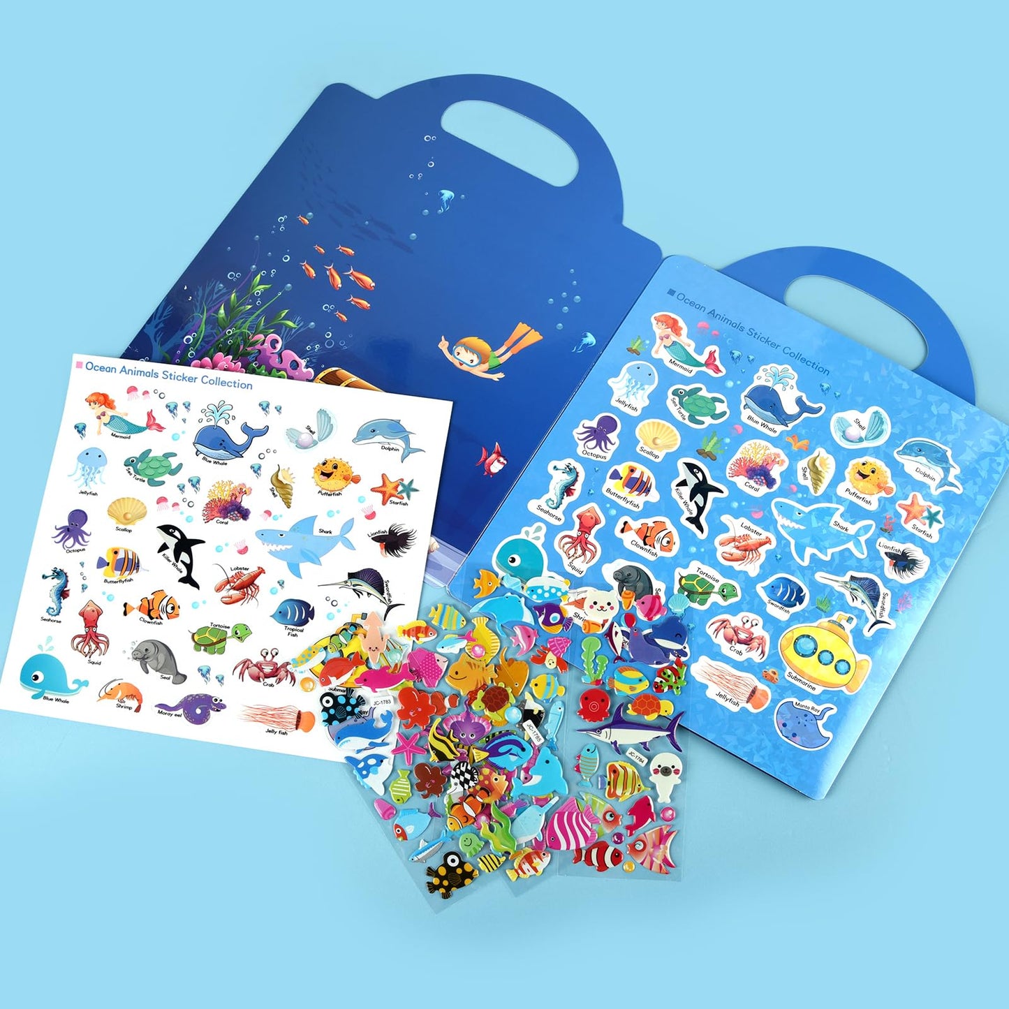 ASTARON Reusable Ocean Sticker Book for Toddlers – 88 Pcs Travel & Quiet Time Activities (2–6)
