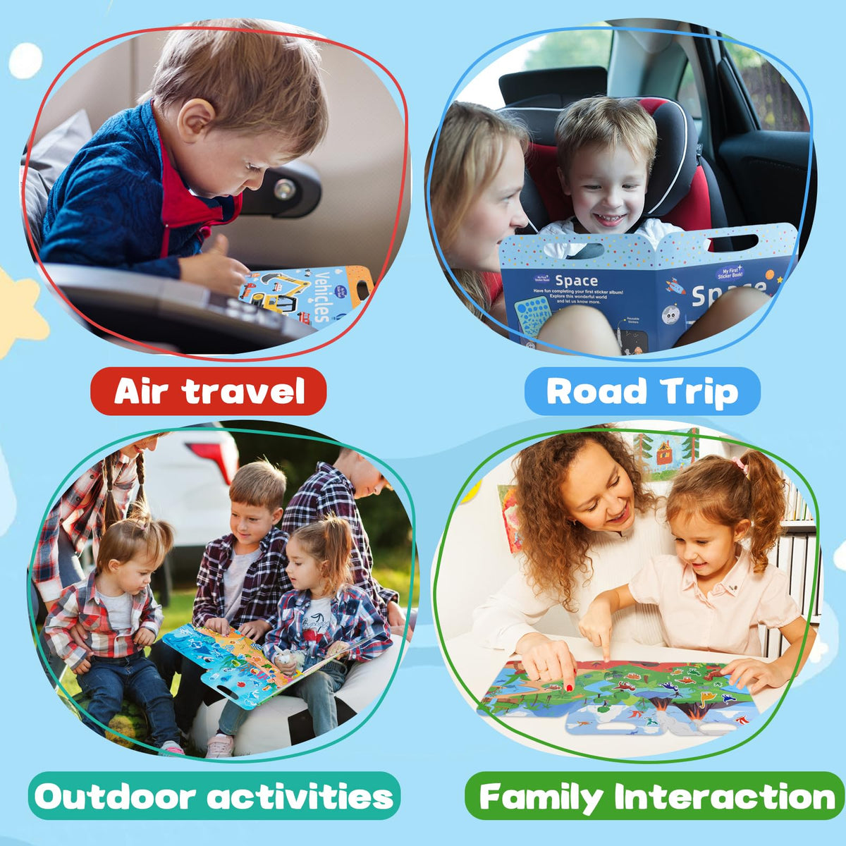 ASTARON 3 Pack Reusable 3D Puffy Sticker Book for Kids 3-6 | Jelly Stickers & Travel Busy Book