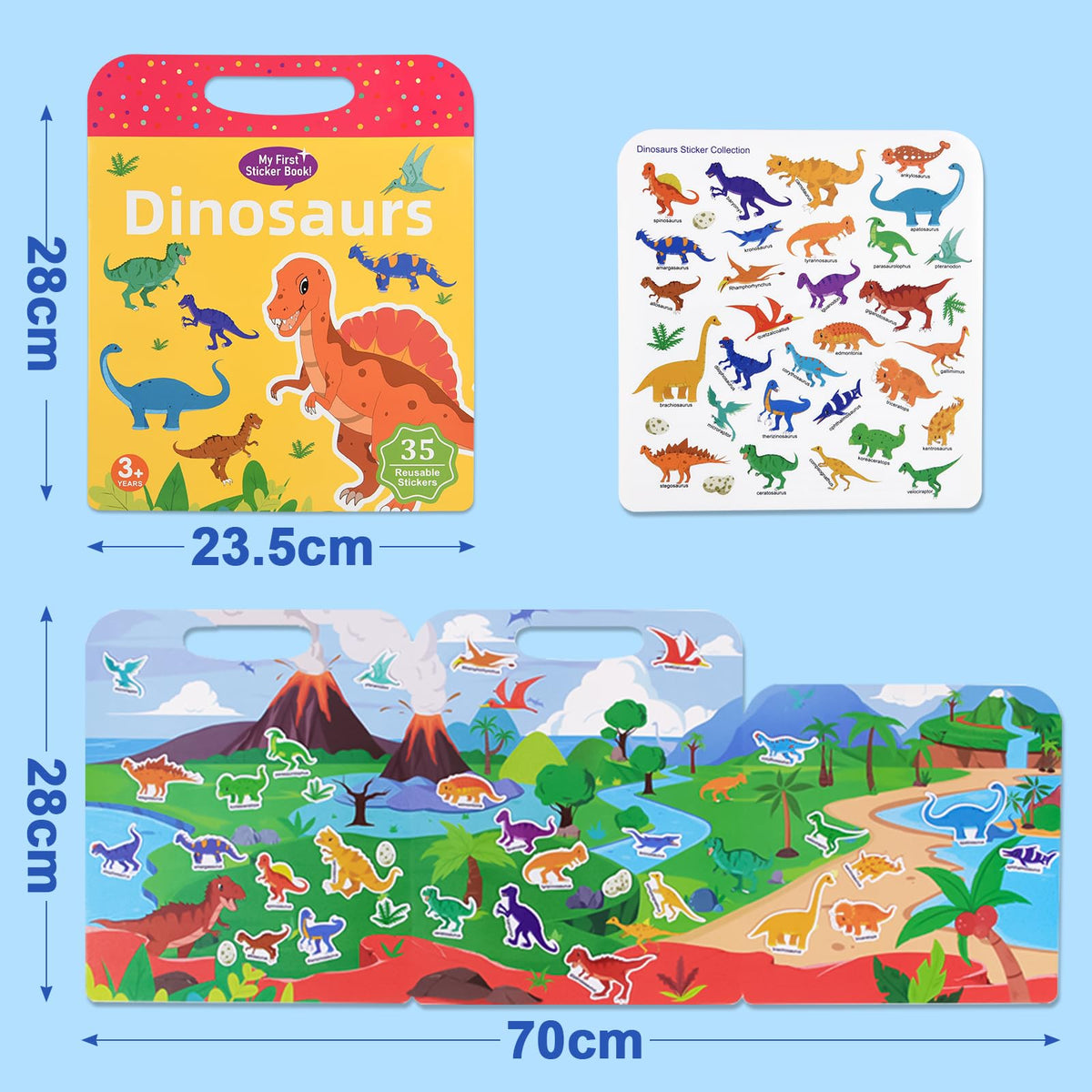 ASTARON 3 Pack Reusable 3D Puffy Sticker Book for Kids 3-6 | Jelly Stickers & Travel Busy Book
