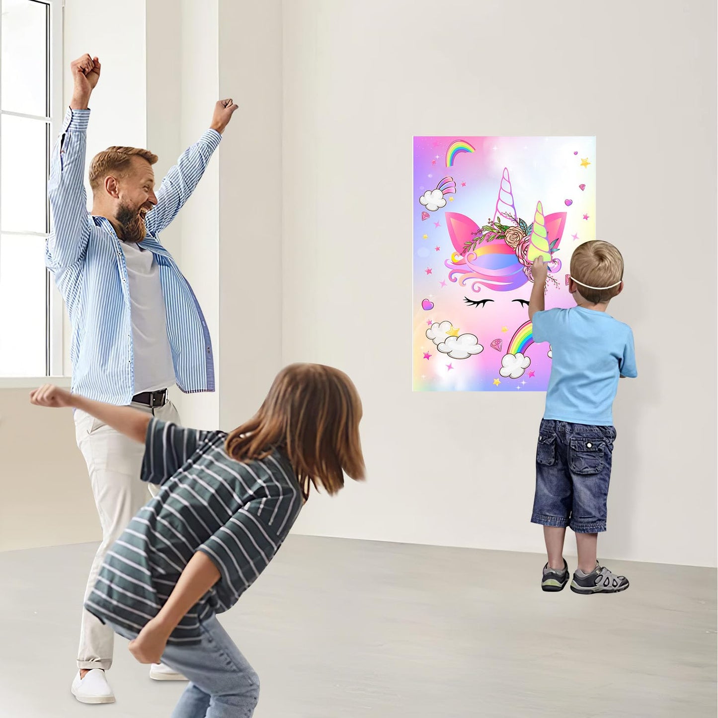 ASTARON Pin The Horn on The Unicorn Game – Unicorn Party Game with 30 Horn Stickers