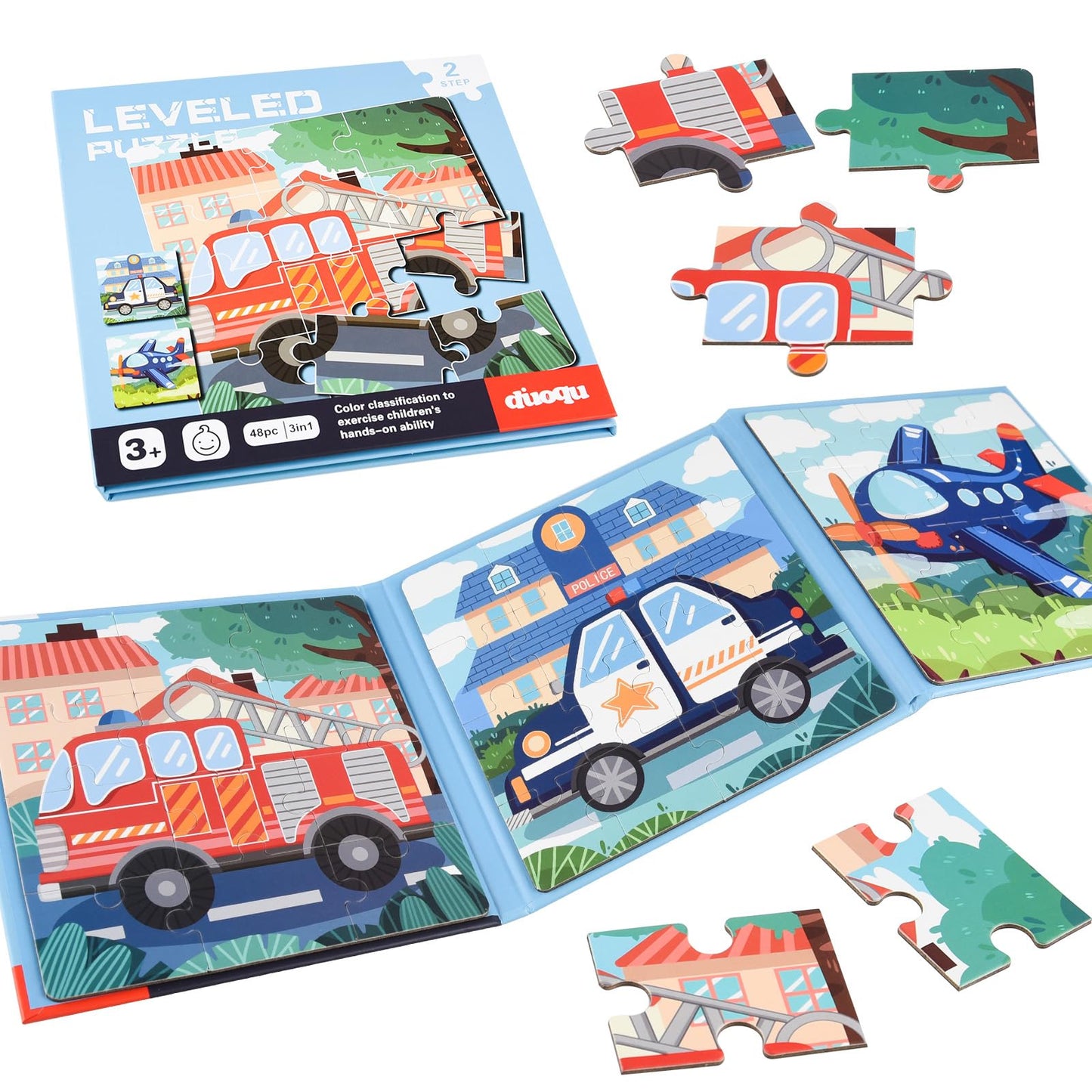 ASTARON Magnetic Vehicle Puzzles for Toddlers — 12-16-20 Piece Learning Sets for Travel