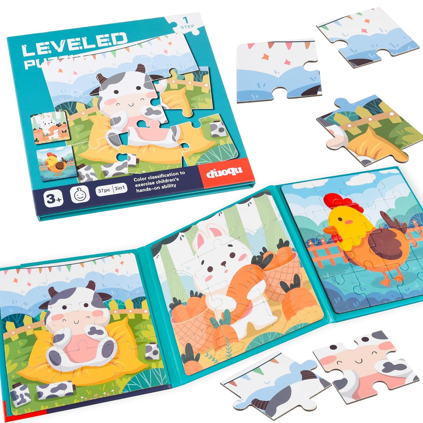 ASTARON Magnetic Farm Puzzles for Toddlers – 3-in-1 Travel Learning Toy