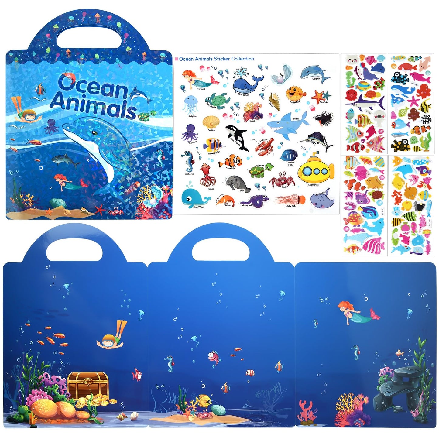 ASTARON Reusable Ocean Sticker Book for Toddlers – 88 Pcs Travel & Quiet Time Activities (2–6)