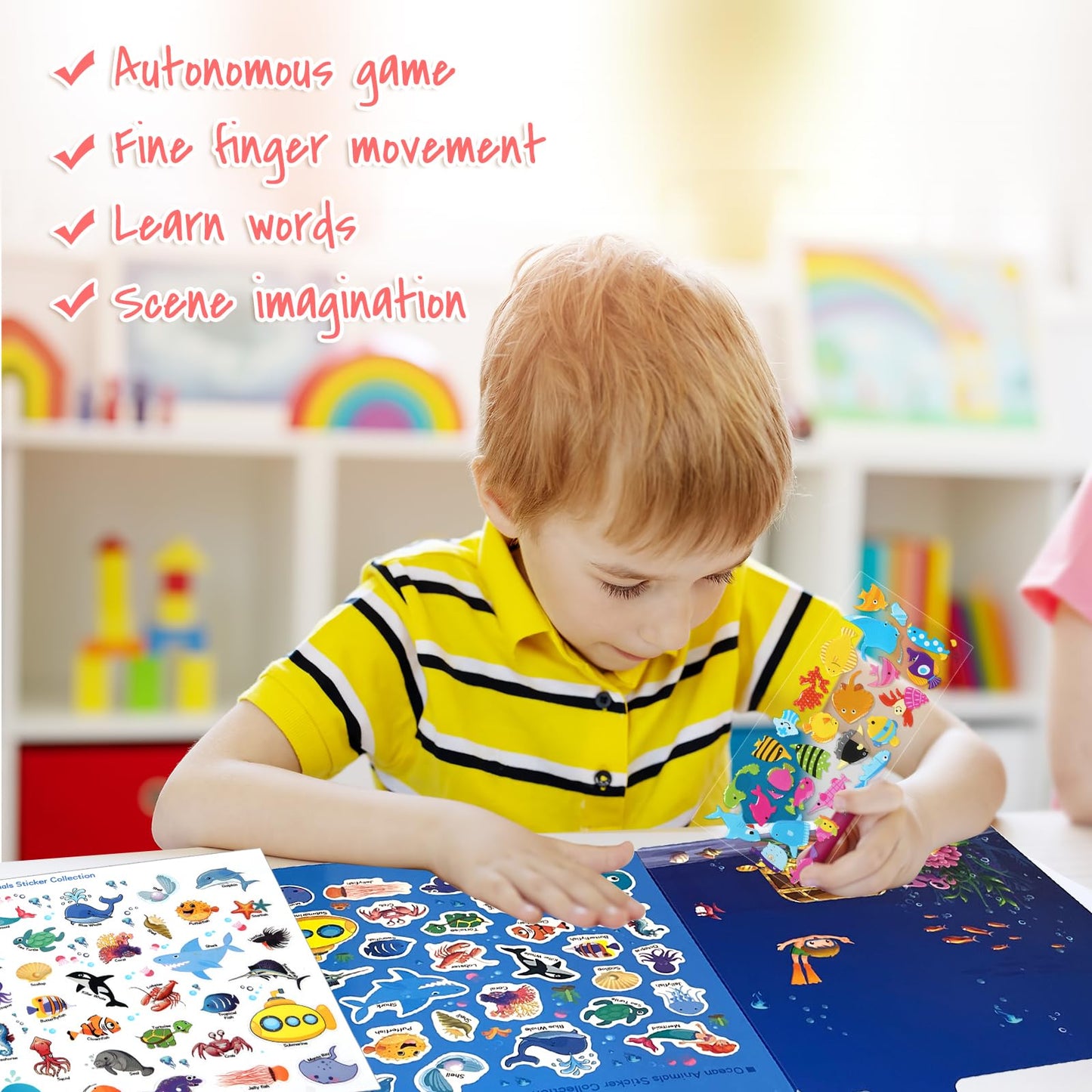 ASTARON Reusable Ocean Sticker Book for Toddlers – 88 Pcs Travel & Quiet Time Activities (2–6)
