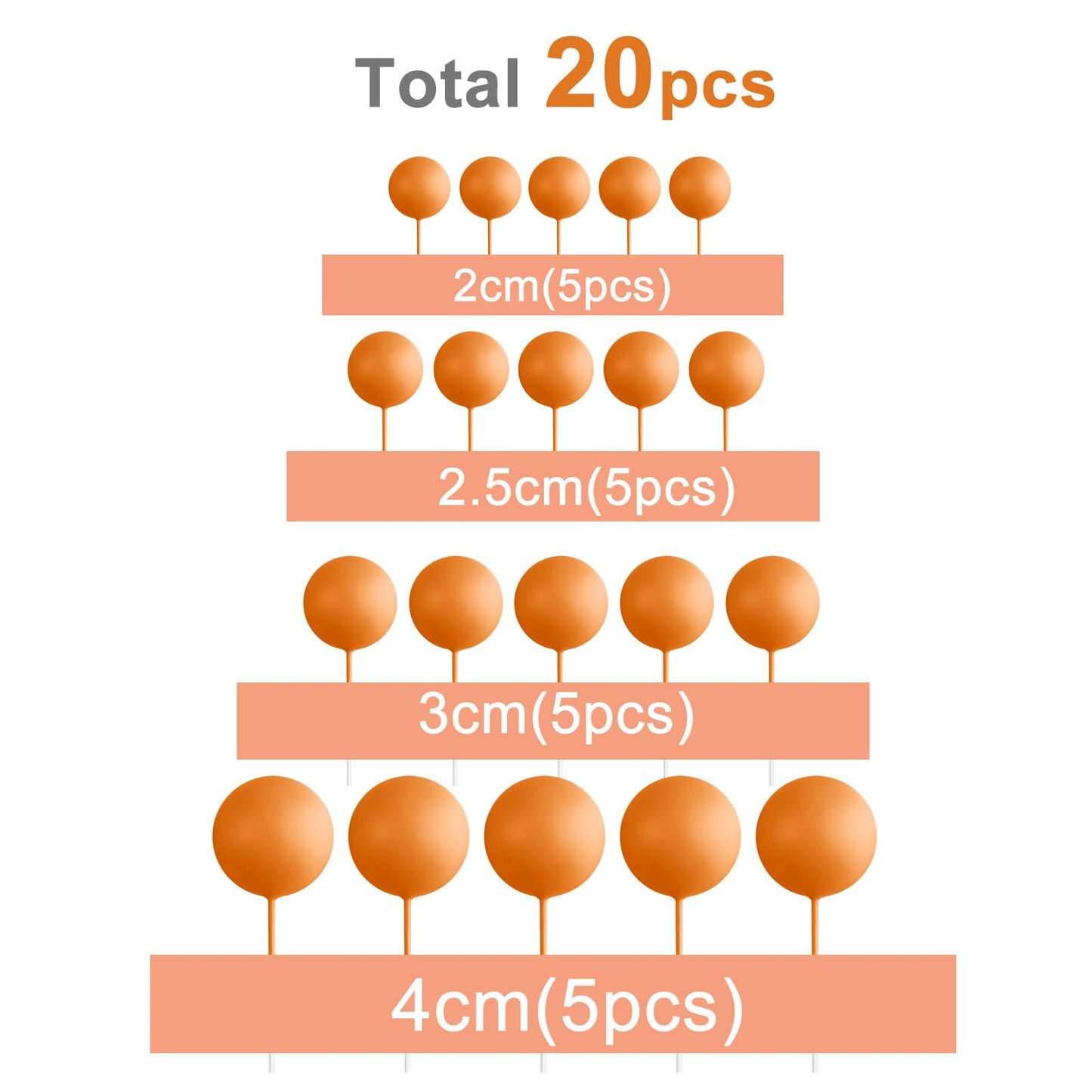 ASTARON 20 Pcs Orange Ball Cake Toppers – Mini Balloon Style Decorations