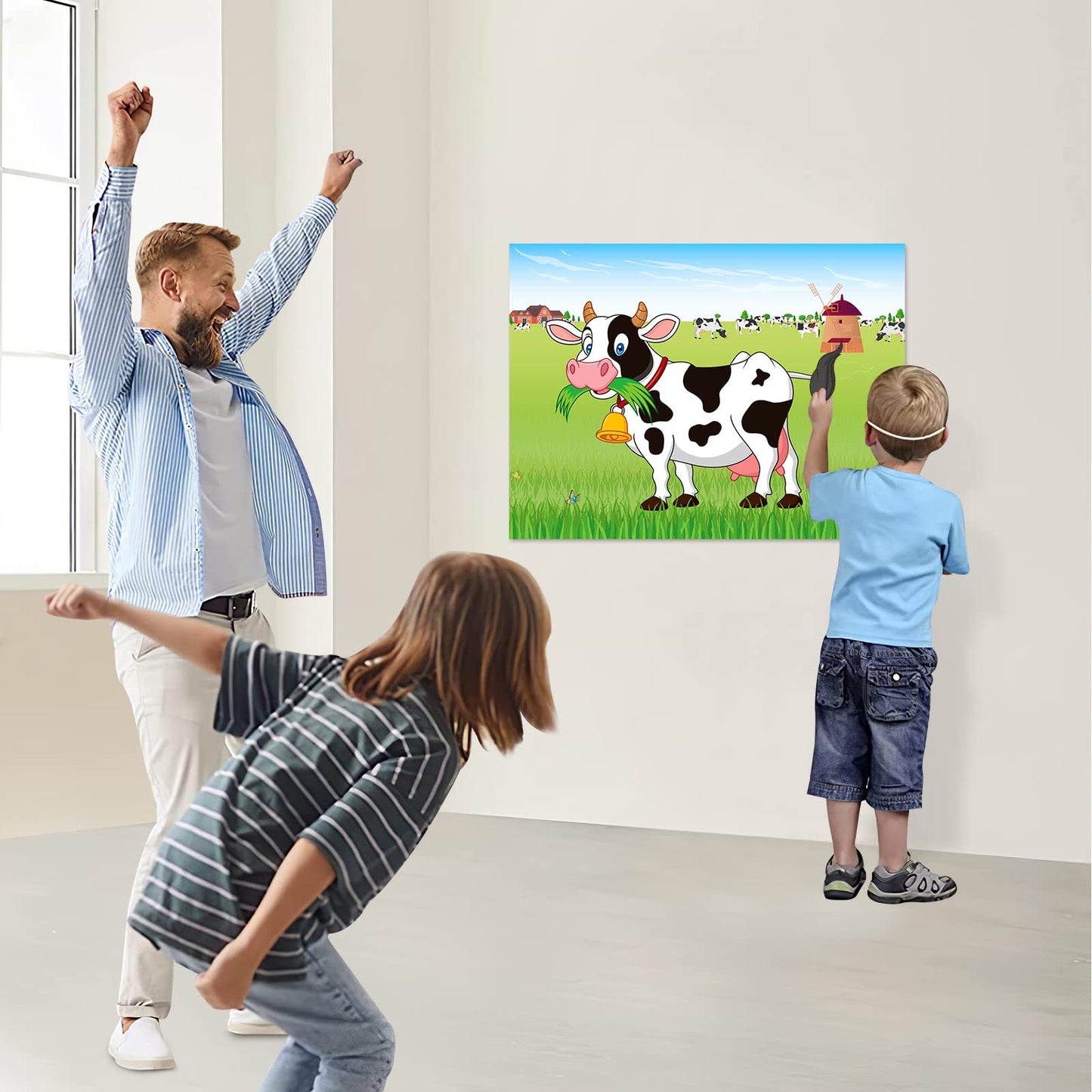 ASTARON Pin The Tail on The Cow Game — 30 Tail Stickers for Farm Party Fun
