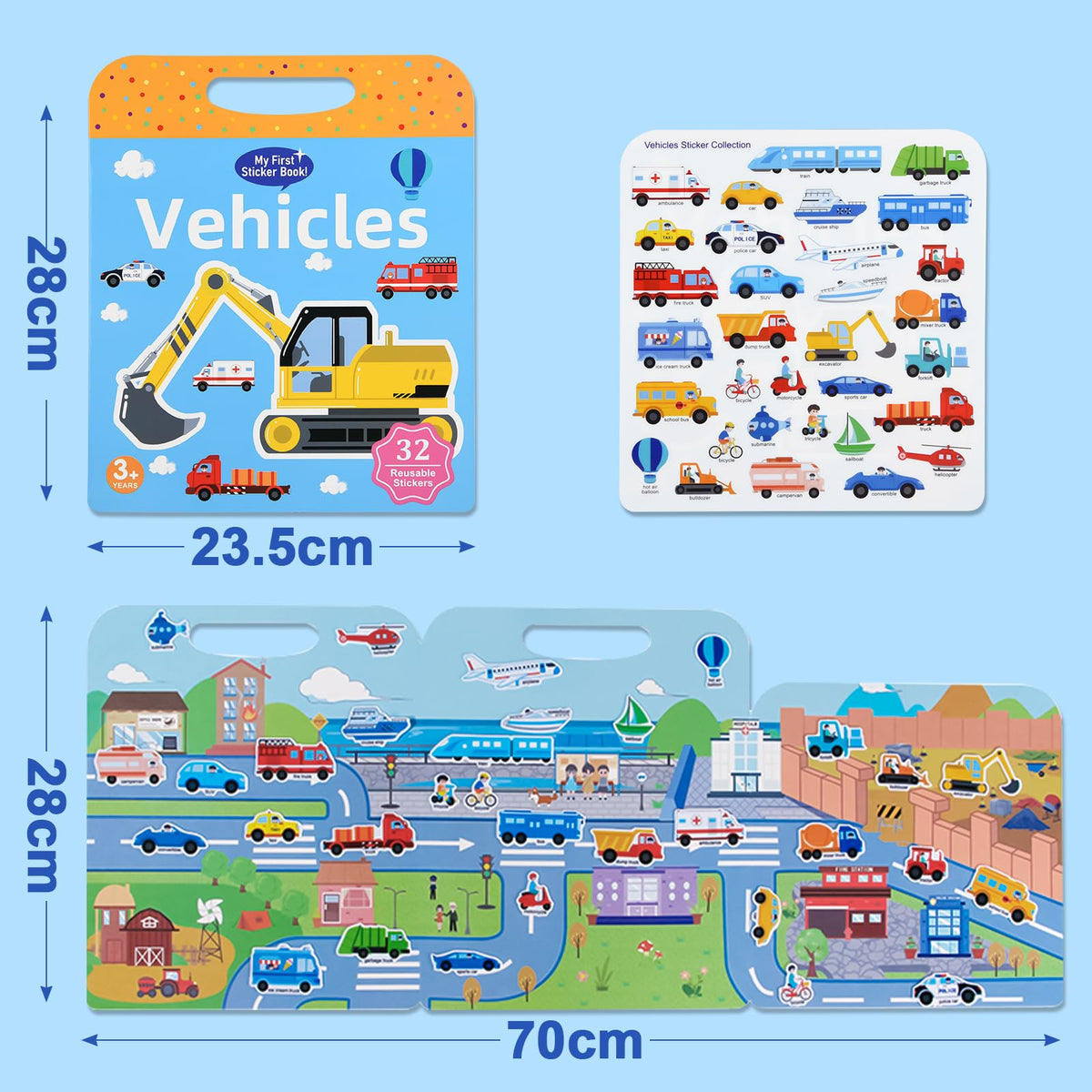 ASTARON 3 Pack Reusable 3D Puffy Sticker Book for Kids 3-6 | Jelly Stickers & Travel Busy Book