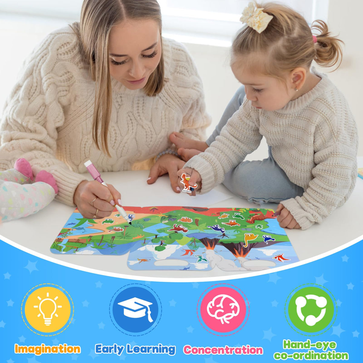 ASTARON 3 Pack Reusable 3D Puffy Sticker Book for Kids 3-6 | Jelly Stickers & Travel Busy Book