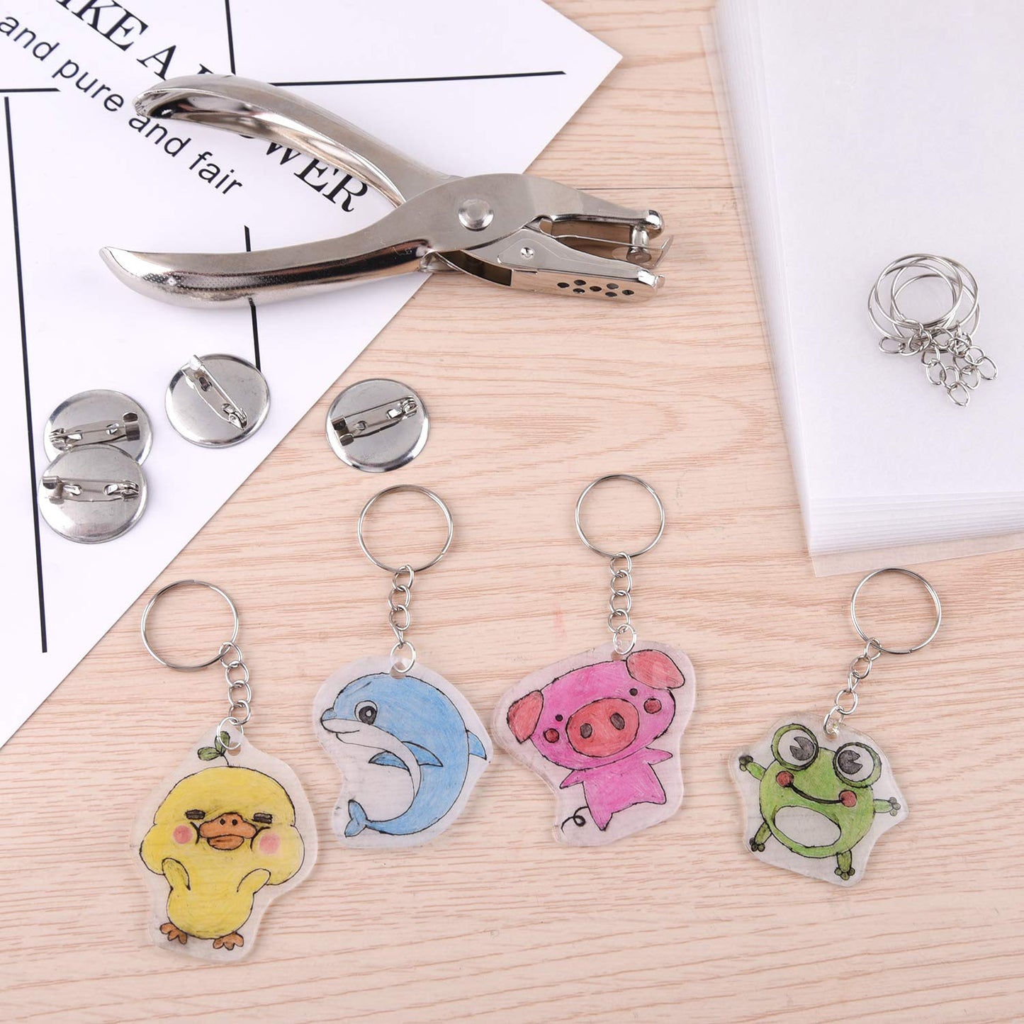 ASTARON 181Pcs Shrinking Plastic Sheets Kit – Craft Keychains, Earrings & Brooches for Kids