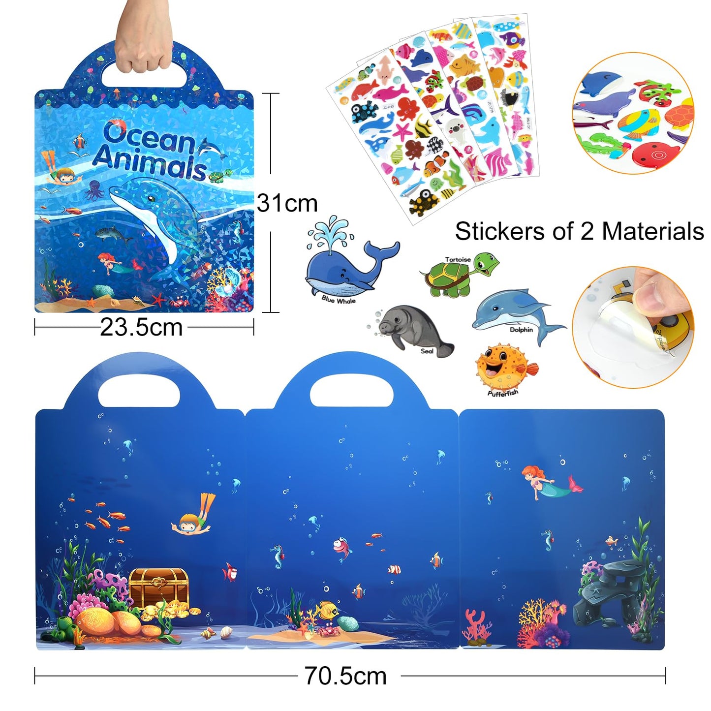 ASTARON Reusable Ocean Sticker Book for Toddlers – 88 Pcs Travel & Quiet Time Activities (2–6)