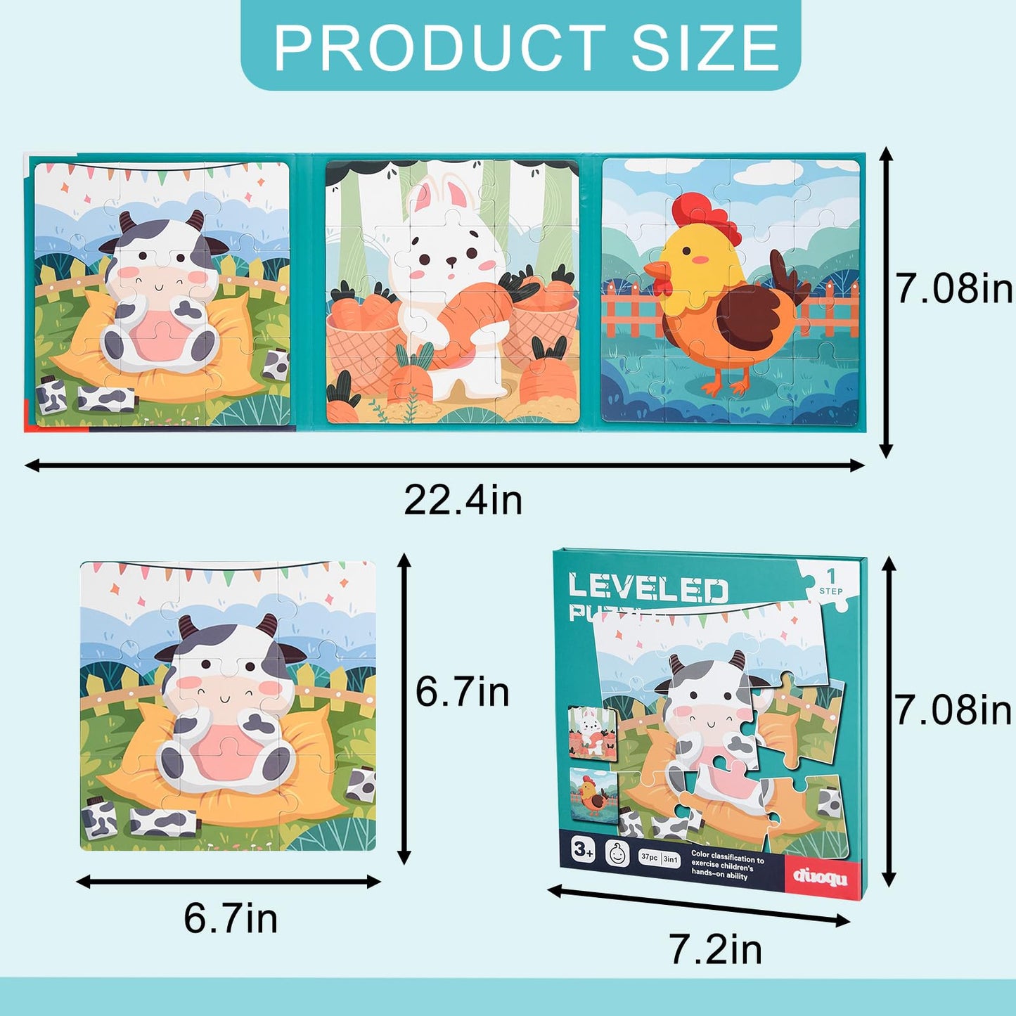 ASTARON Magnetic Farm Puzzles for Toddlers – 3-in-1 Travel Learning Toy