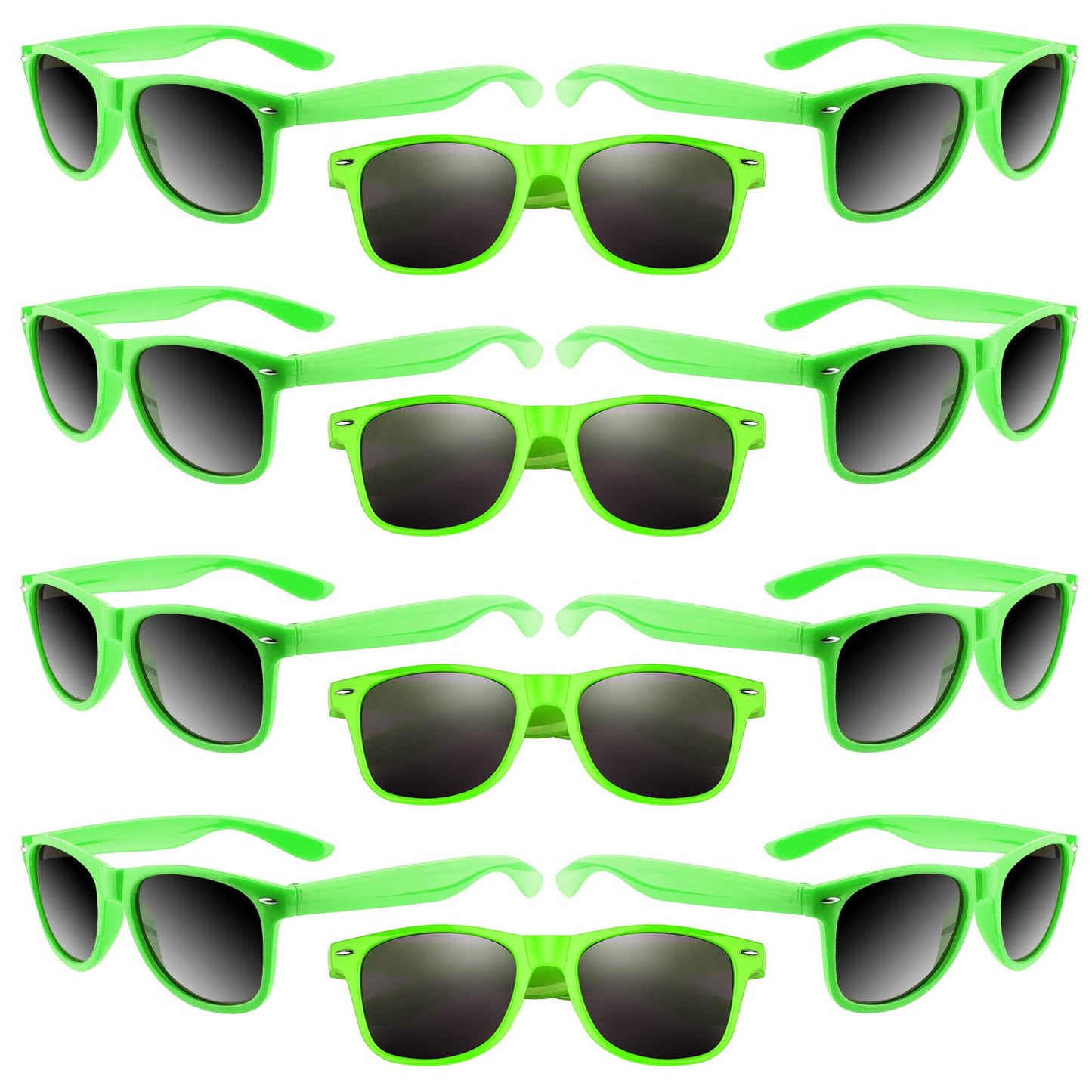 ASTARON 12 Pack Neon Party Sunglasses – Bulk Green Favors for Beach, Weddings & Pool Parties