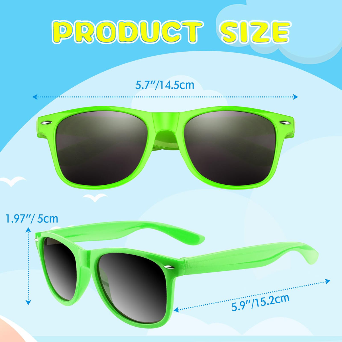 ASTARON 12 Pack Neon Party Sunglasses – Bulk Green Favors for Beach, Weddings & Pool Parties
