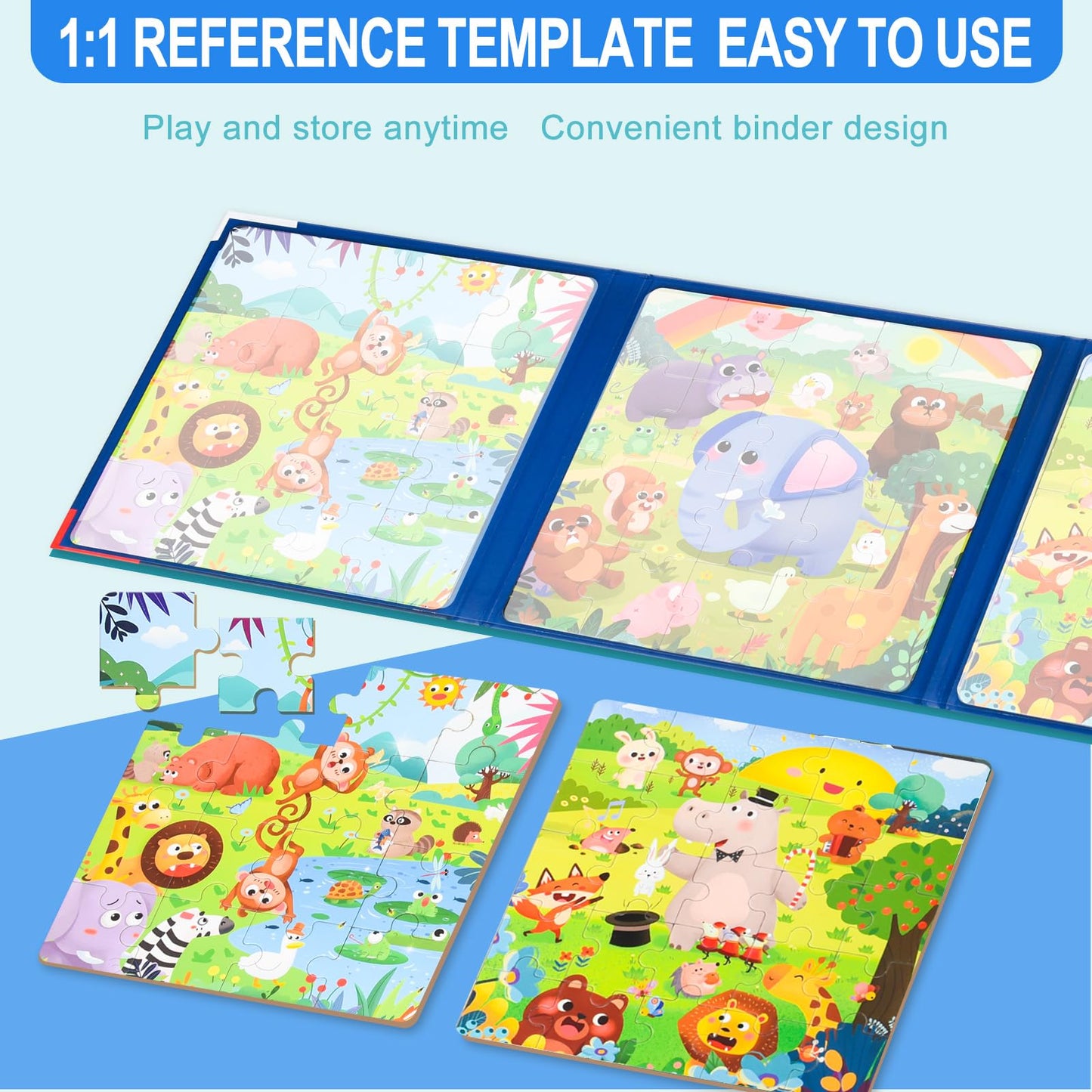 ASTARON Magnetic Puzzles for Toddlers — 3-in-1 Animal Set (16-20-25 Pieces) Travel Activity
