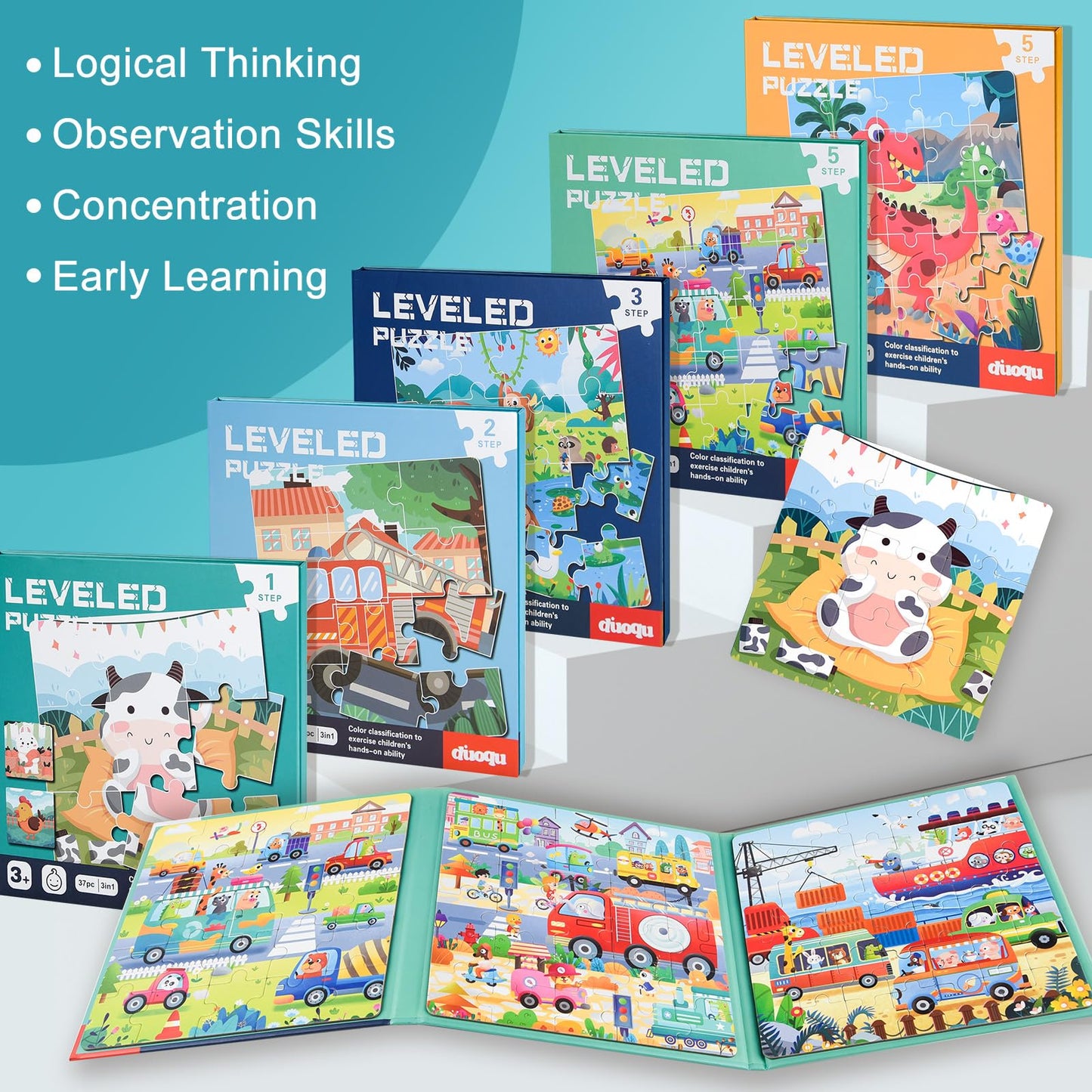 ASTARON Magnetic Farm Puzzles for Toddlers – 3-in-1 Travel Learning Toy