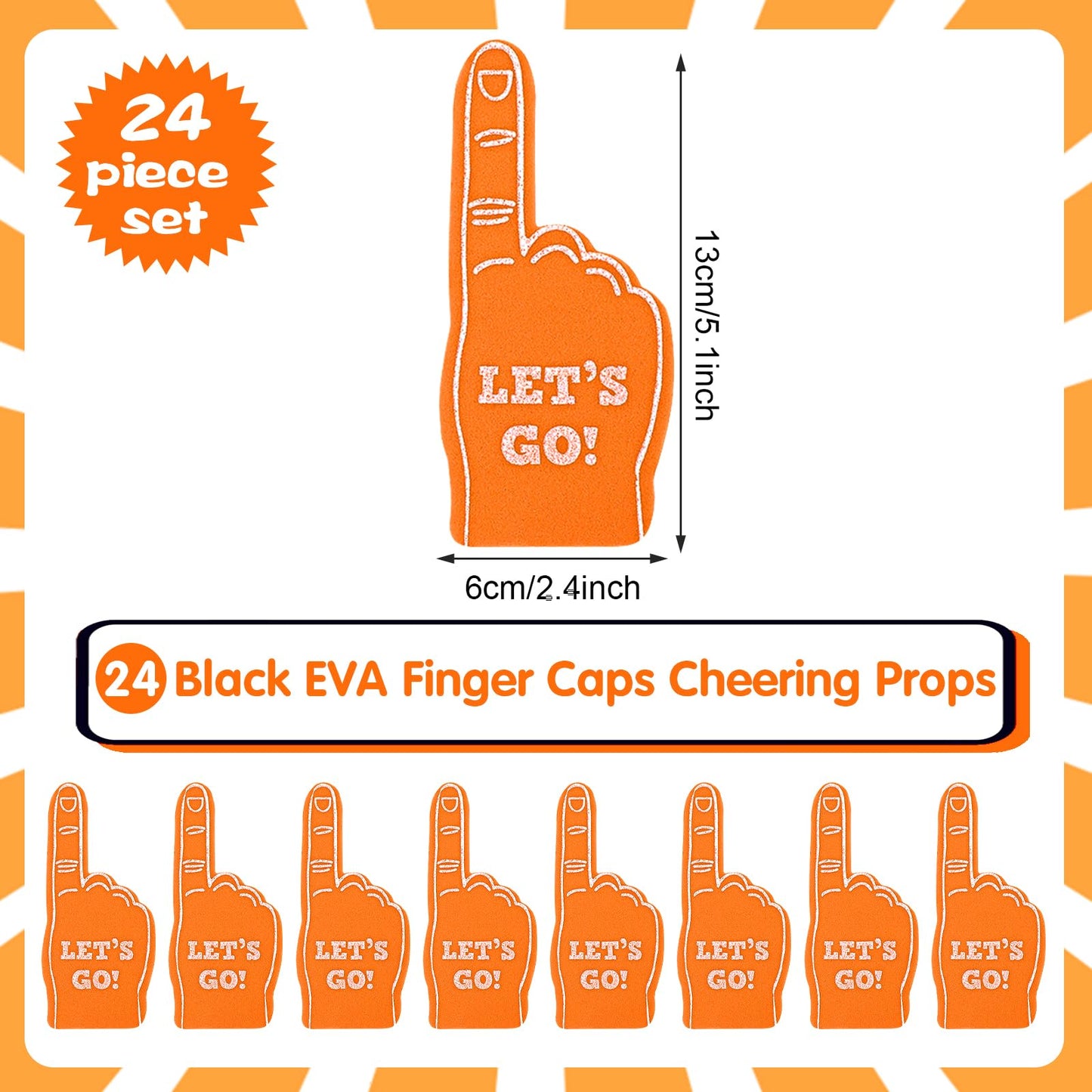 ASTER 24 Pcs Mini Foam Fingers – Orange #1 Fan Hand for Sports Events & Parties
