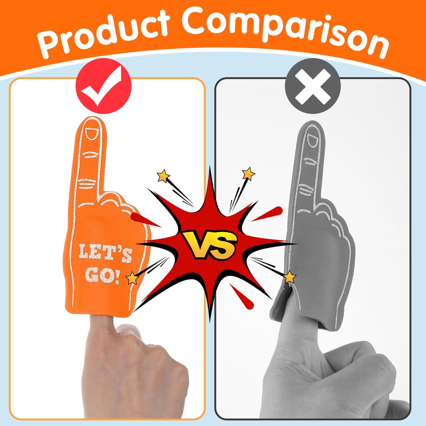 ASTER 24 Pcs Mini Foam Fingers – Orange #1 Fan Hand for Sports Events & Parties