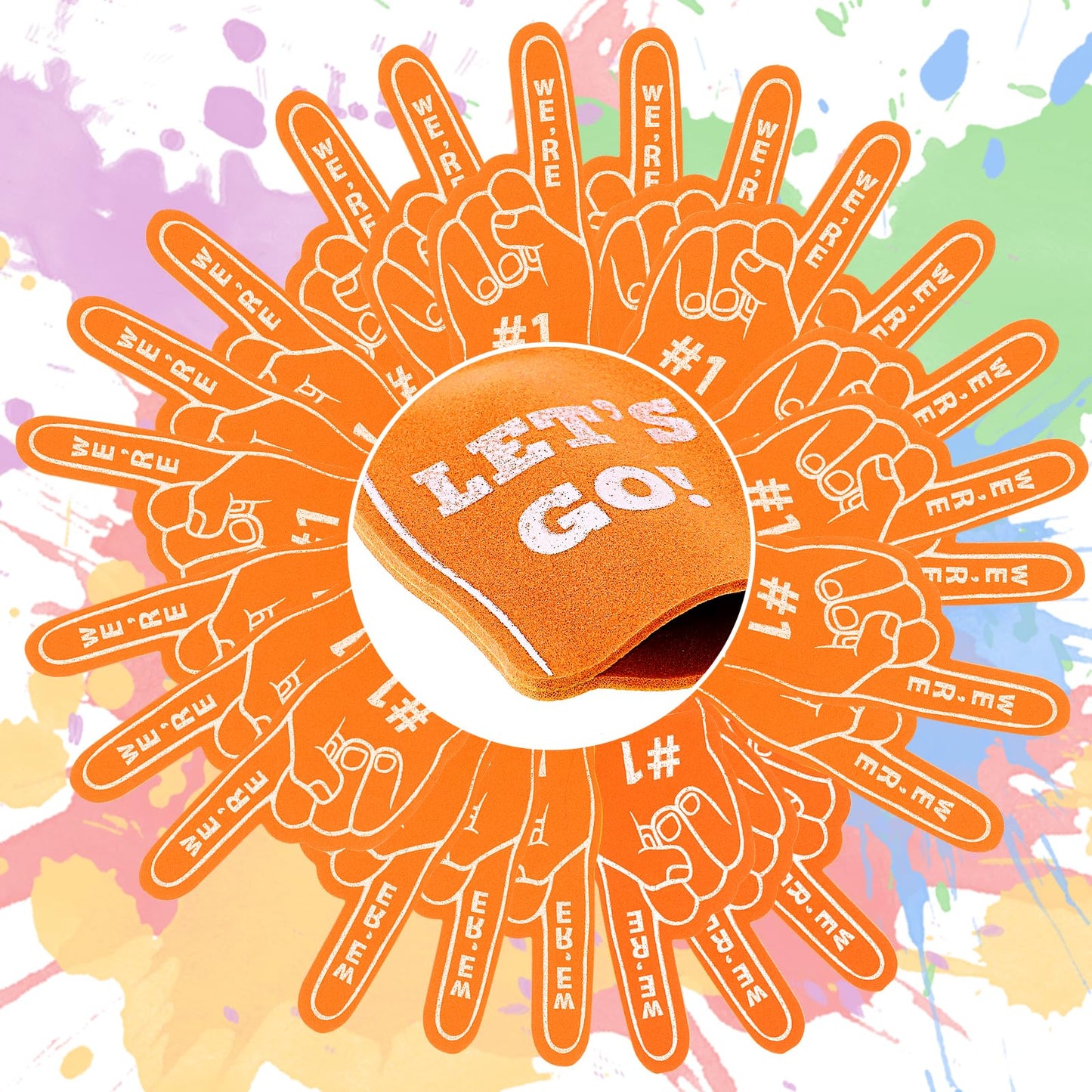 ASTER 24 Pcs Mini Foam Fingers – Orange #1 Fan Hand for Sports Events & Parties