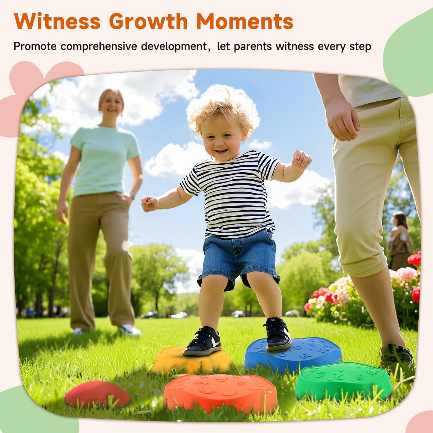Astrell Stepping Stones for Kids — 5pc Durable Non-Slip Toddler Balance Stones
