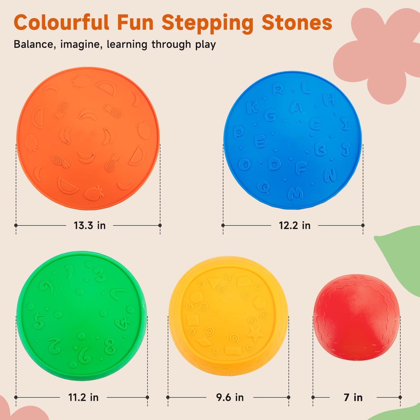 Astrell Stepping Stones for Kids — 5pc Durable Non-Slip Toddler Balance Stones