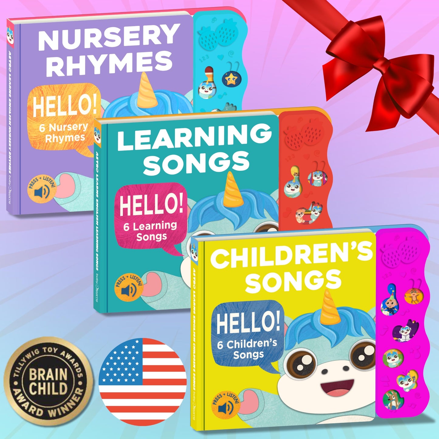 Astro Learns English: Musical Songs & Interactive Sound Book for Toddlers 1-3