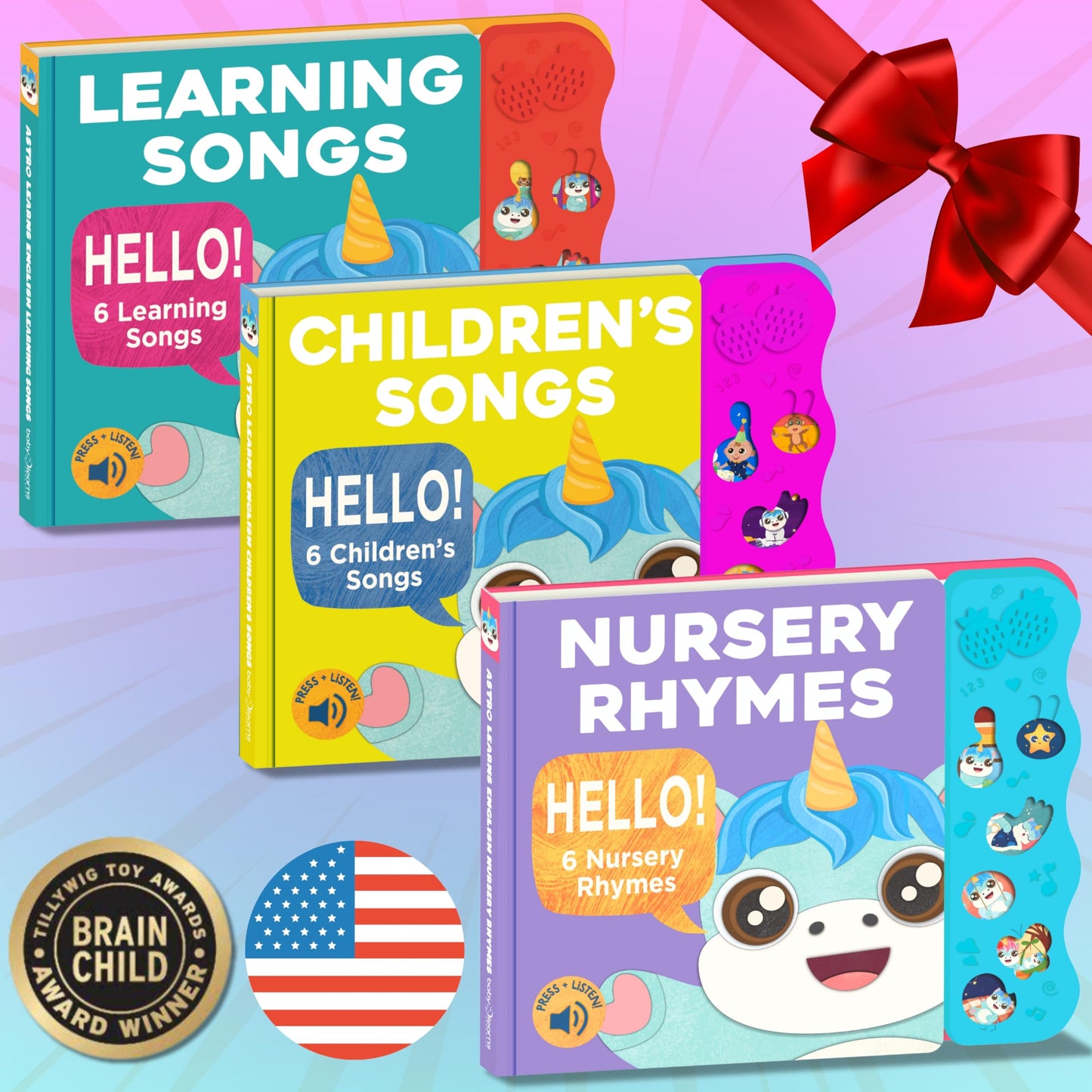 Astro Learns English: Nursery Rhymes Musical Toy & Interactive Sound Book for Toddlers 1-3