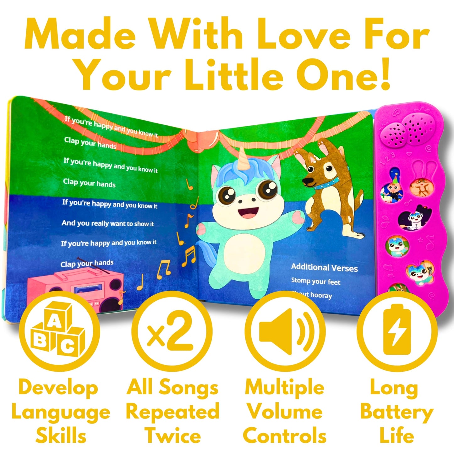Astro Learns English: Musical Songs & Interactive Sound Book for Toddlers 1-3