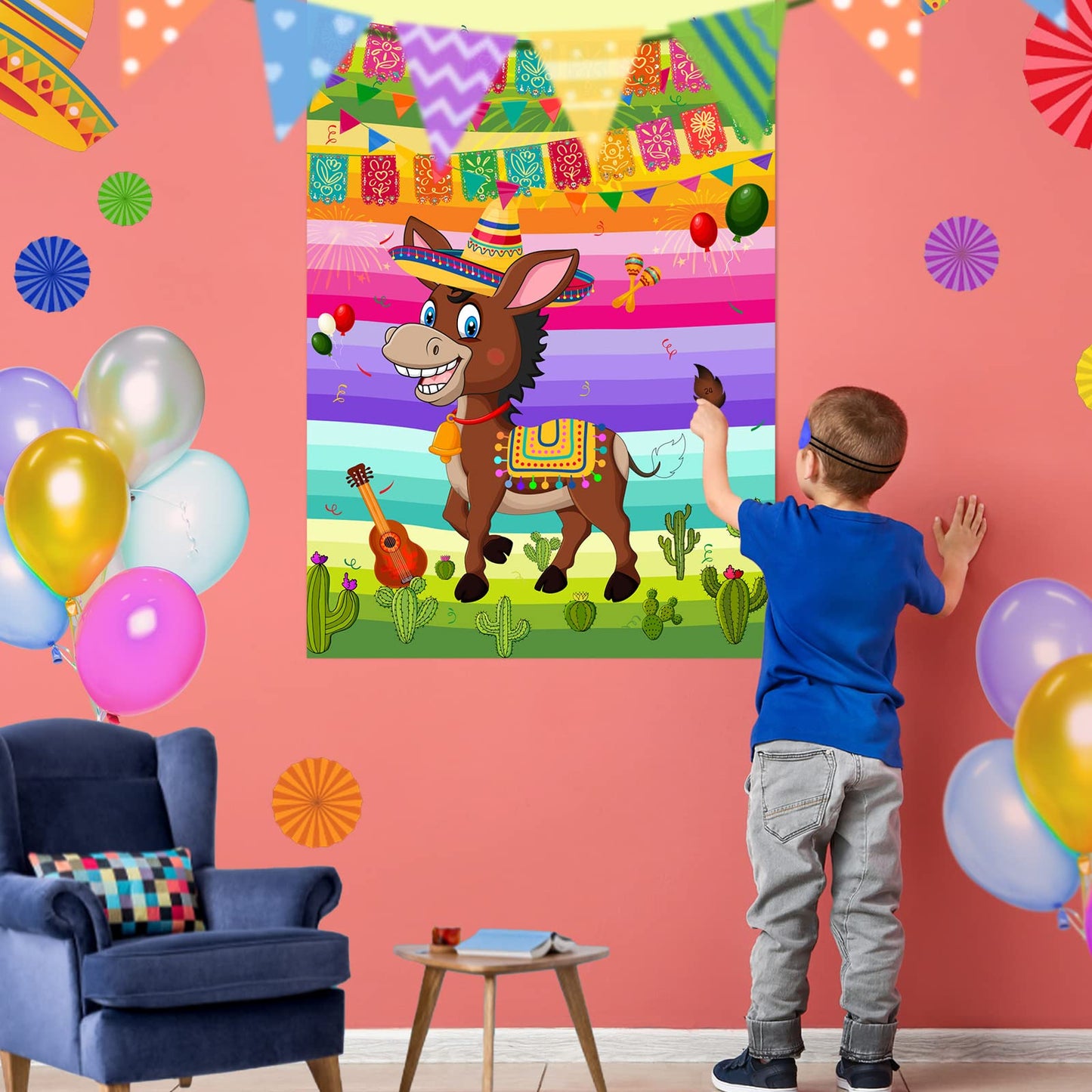 ASTARON Pin The Tail on The Donkey - 24 Tail Stickers for Cinco De Mayo Party