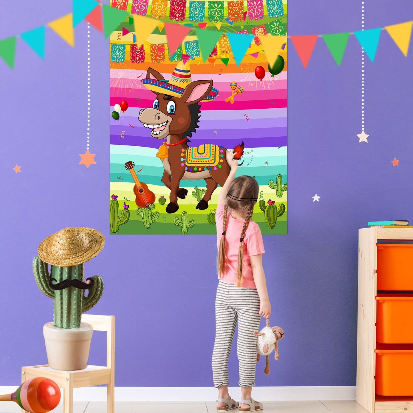 ASTARON Pin The Tail on The Donkey - 24 Tail Stickers for Cinco De Mayo Party