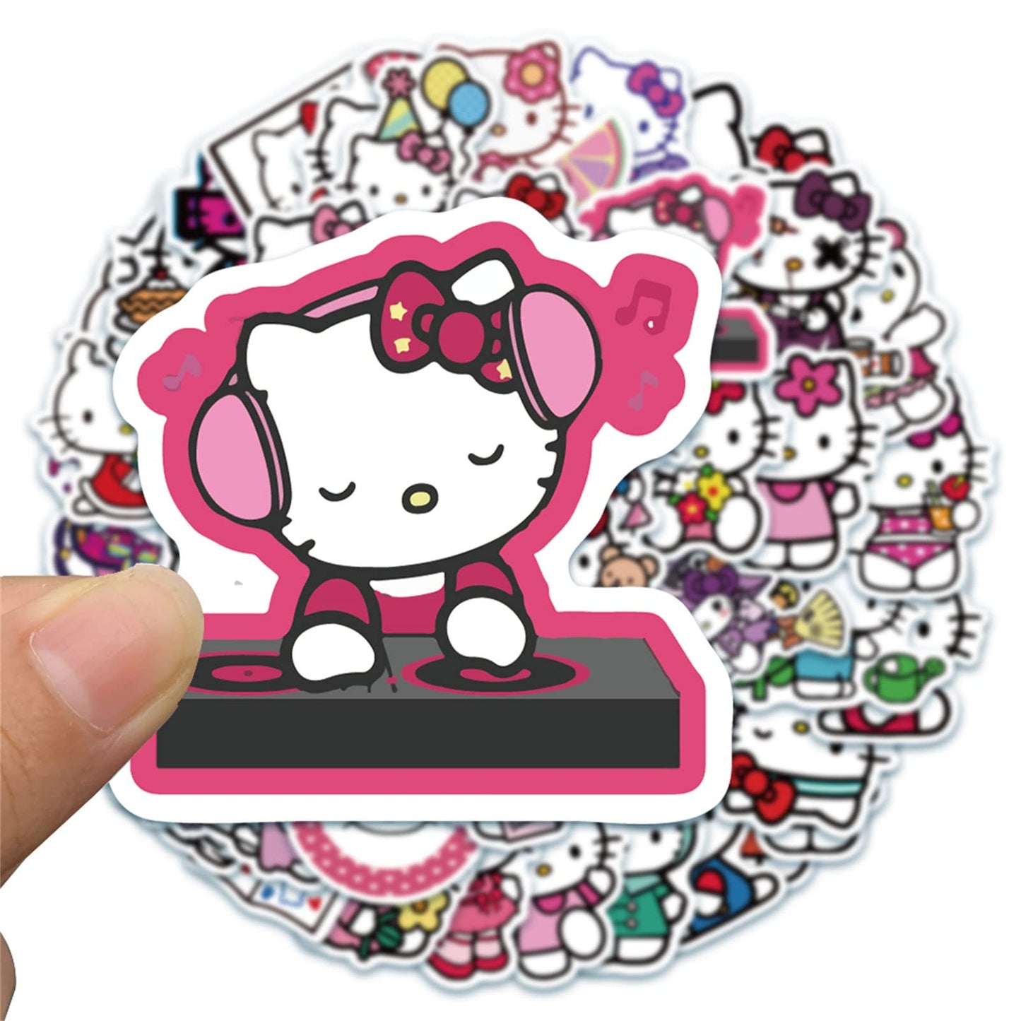 Asverbet 50-Pcs Hello Cute Kitty Stickers – Waterproof Vinyl Decals for Laptops, Water Bottles, Luggage