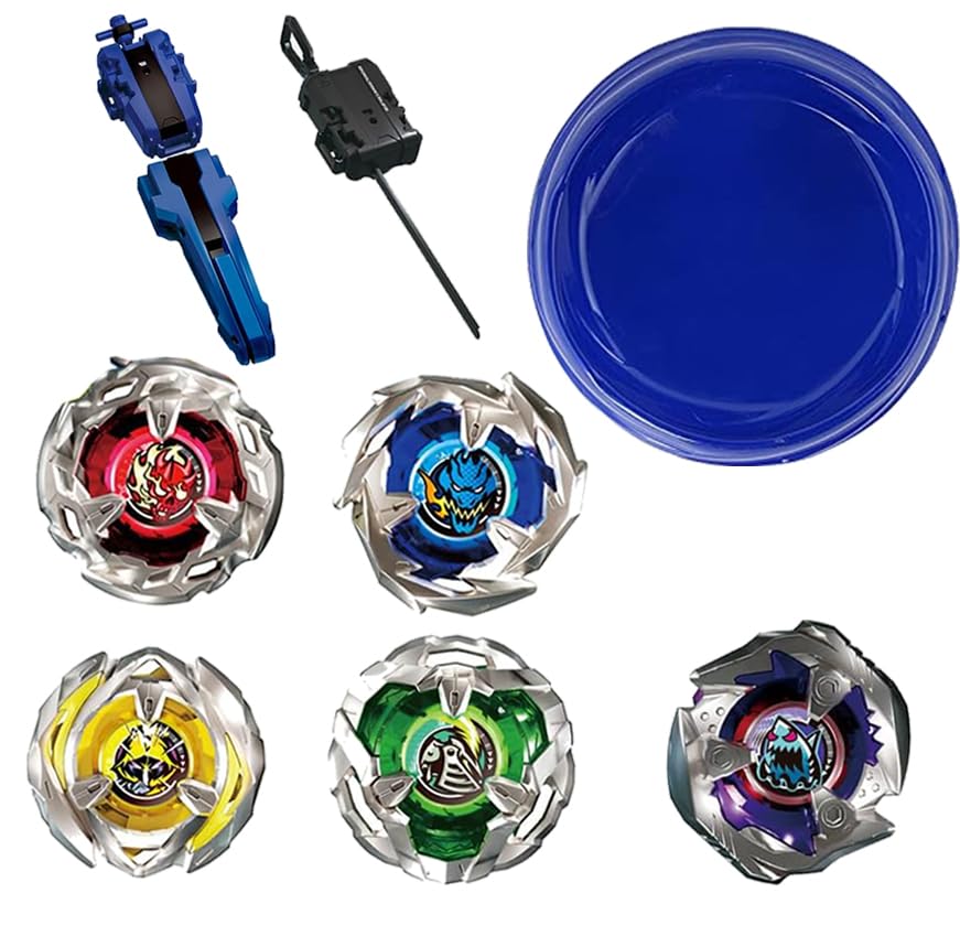 ASVEXKW Battling Set – Spinning Top Burst Toy with Launchers & Bey Stadium (5 Tops)