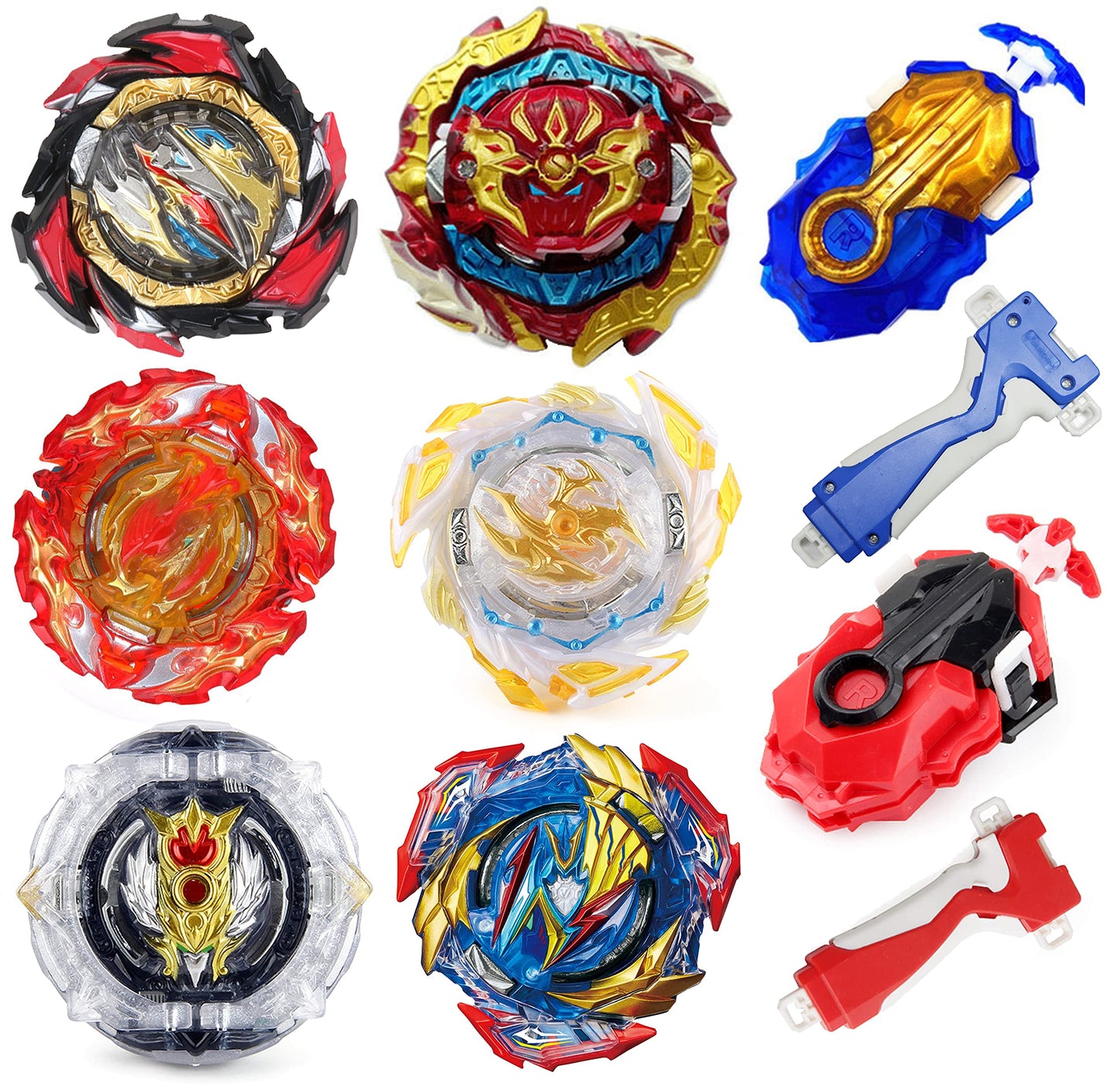 ASVEXKW Bey Battling Top Burst Tops – 6 Tops + 2 Launchers Set