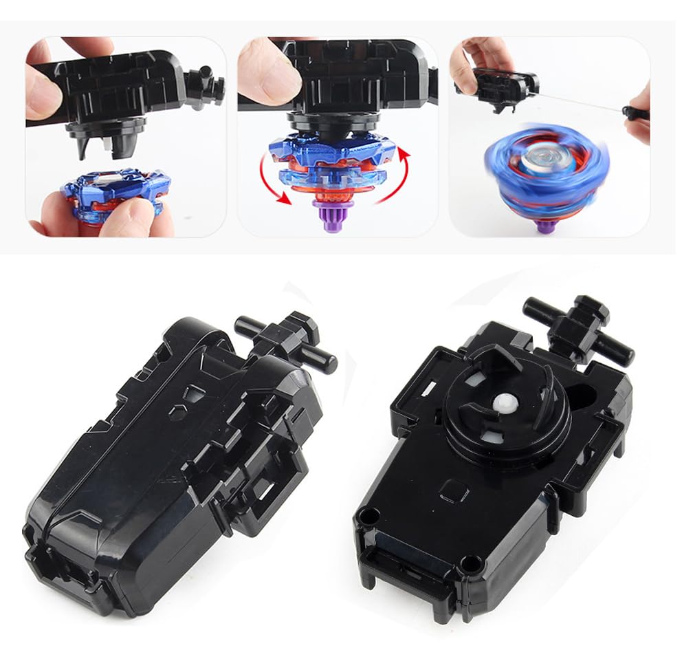 ASVEXKW Battling Set – Spinning Top Burst Toy with Launchers & Bey Stadium (5 Tops)
