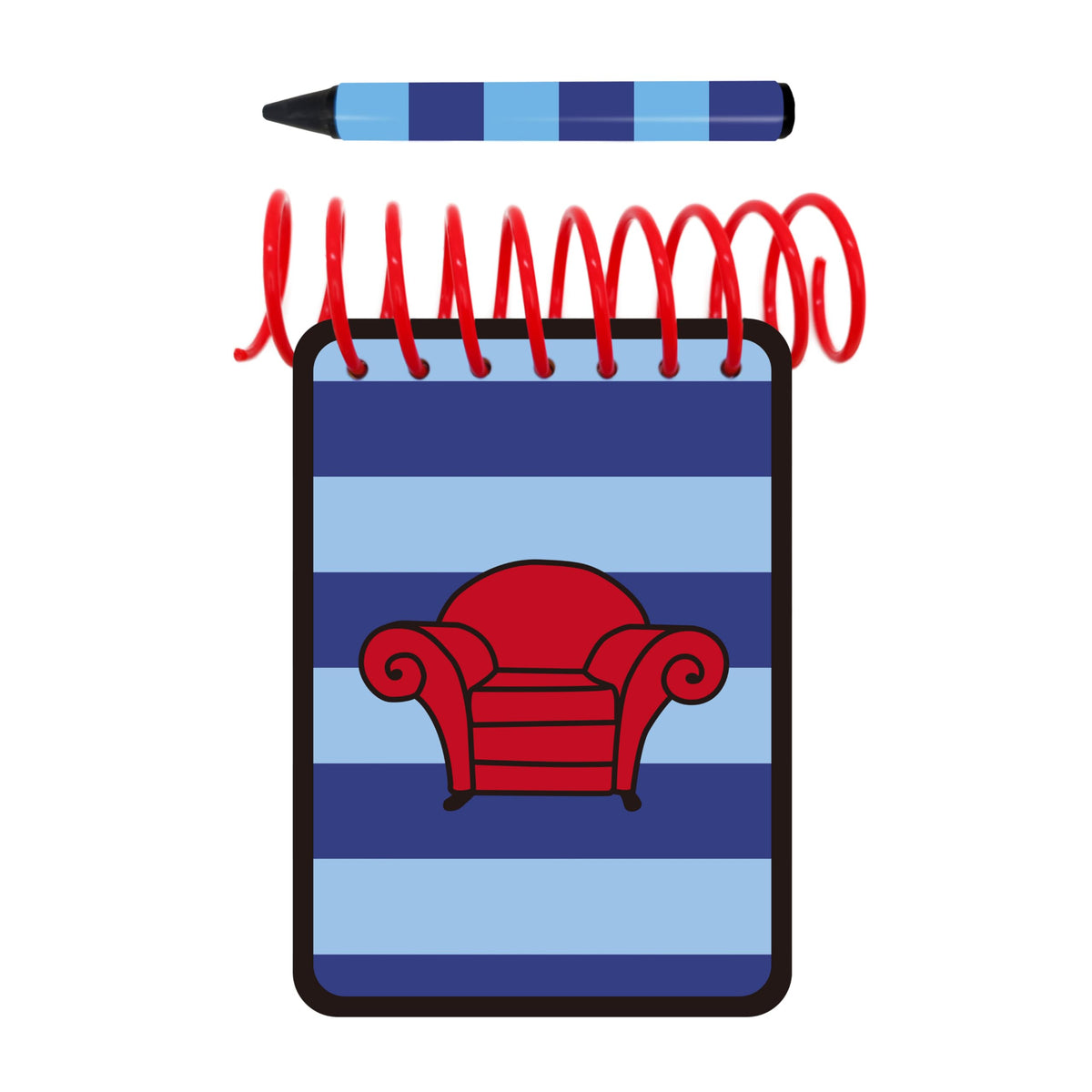ASVP Shop Handy Dandy JOSH Notebook with Blue-Striped Crayon | Red Binder, 60 Yellow Pages