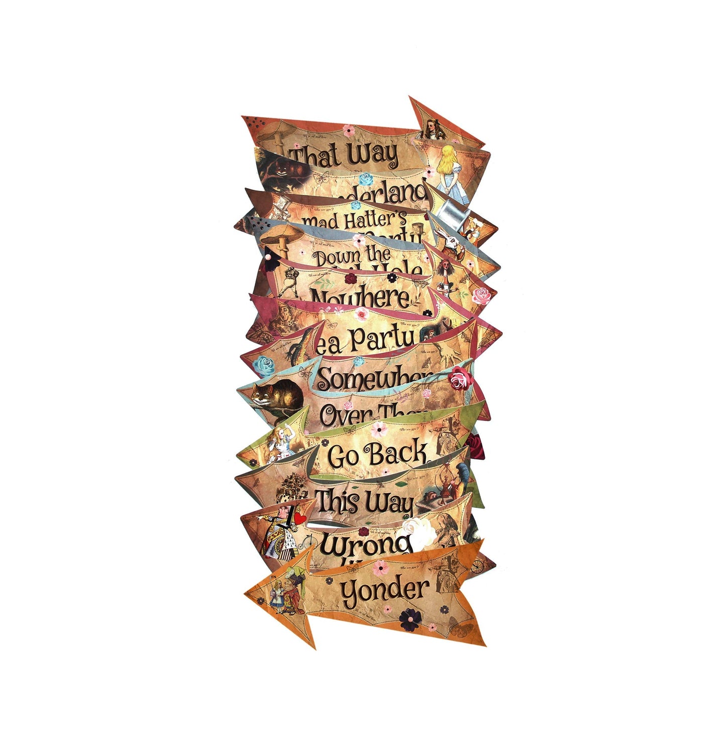 ASVP Shop Alice in Wonderland Arrow Signs – Mad Hatter Tea Party Props (Pack of 12)