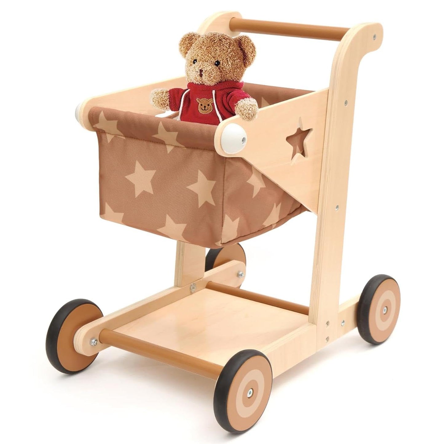 Asweets 2-in-1 Wooden Baby Walker Push & Pull Doll Stroller for Toddlers