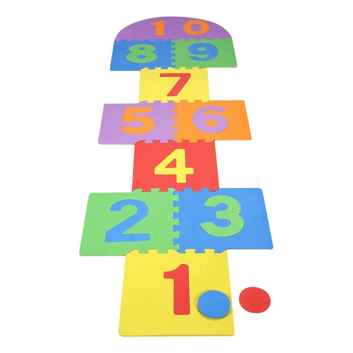 Atarvana Hopscotch Mat – Interlocking Foam Tiles 7x2 ft Play Floor