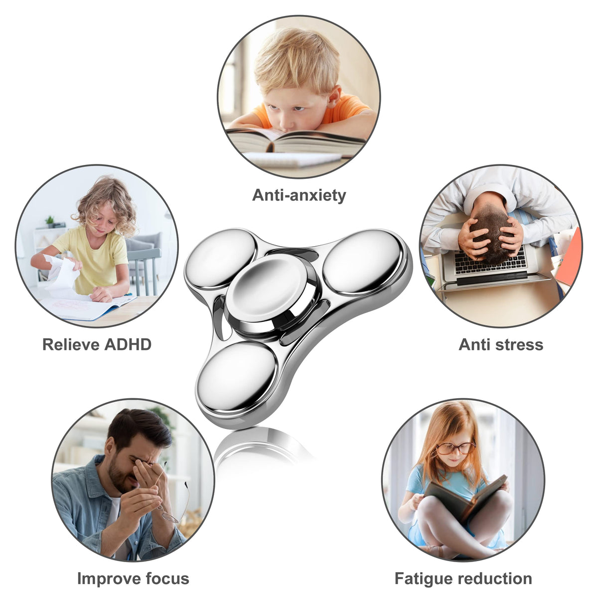 ATESSON Fidget Spinner – Stainless Steel Bearing, Brass Core, High-Speed EDC Toy