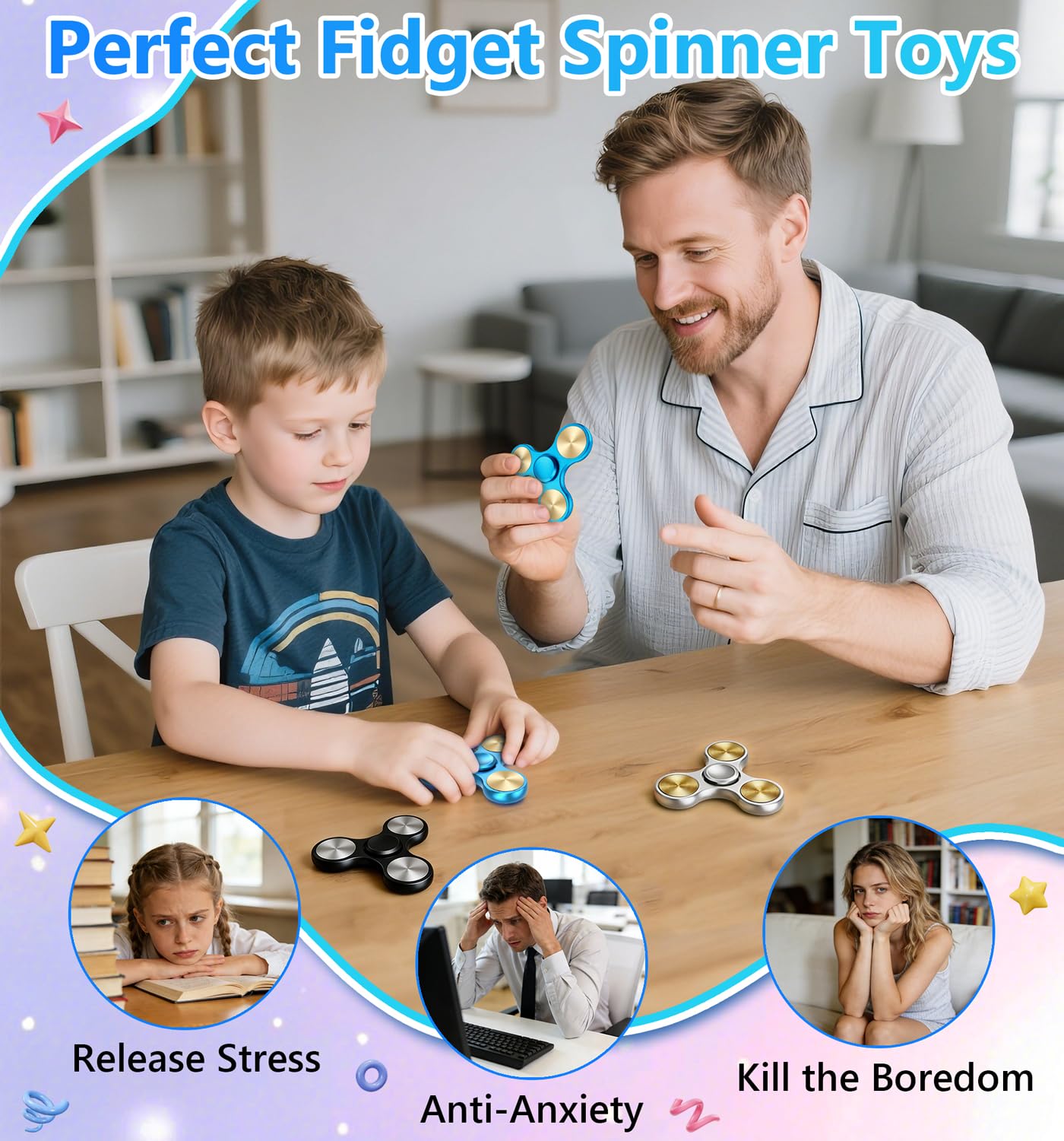 ATESSON Fidget Spinner Toy – Ultra Durable Stainless Steel Bearing, High-Speed Precision Metal Hand Spinner