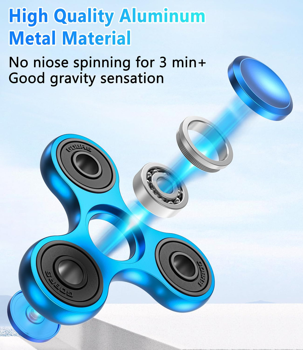 ATESSON Fidget Spinner — Ultra Durable Stainless Steel Bearing, High-Speed 3-5 Minute Spins
